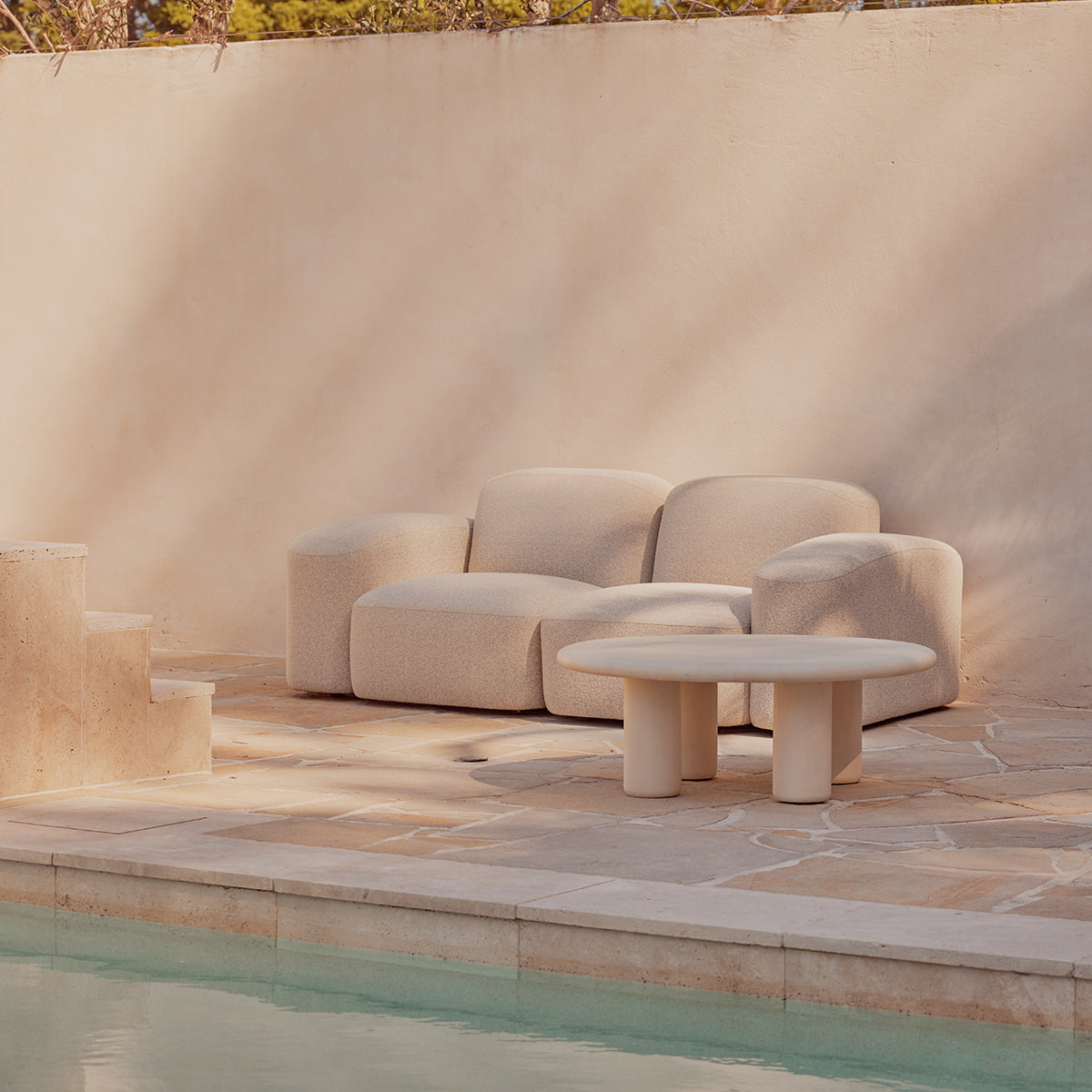 Husk Earth Outdoor Coffee Table - Weather-Resistant Patio Furniture for Garden, Deck, and Poolside Relaxation