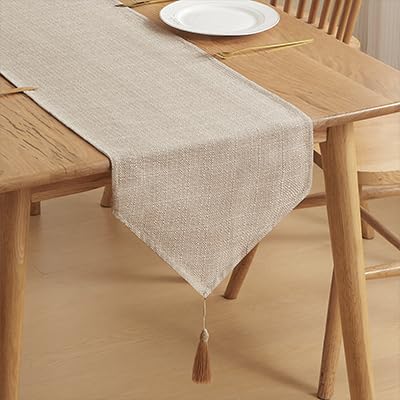 Beige-faux Linen-tassels