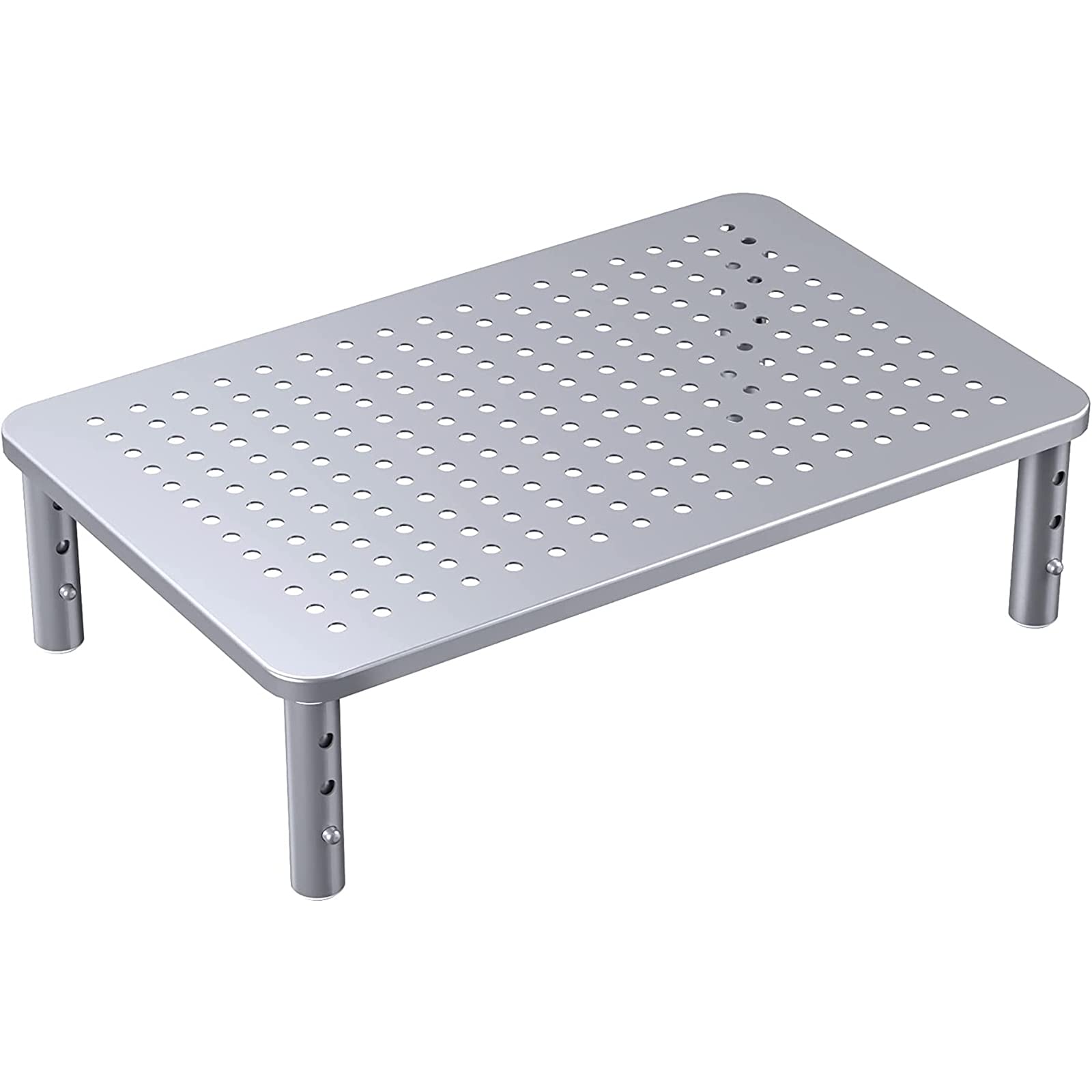 HUANUO Adjustable Monitor Stand - 3 Height Settings Ergonomic Laptop Riser for Computer, iMac, PC, Printer | Durable Metal Design with Ventilated Mesh Platform | Perfect for Home Office & Workspace Organization