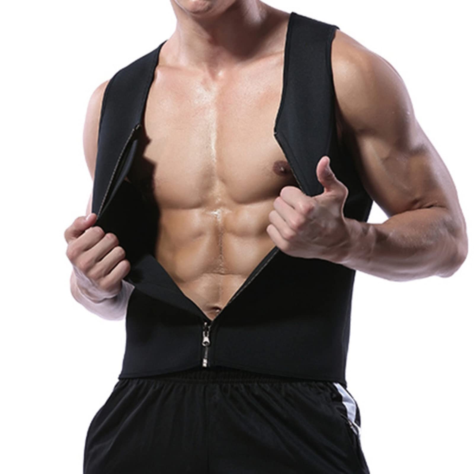 EBRICON Men's Waist Trainer & Slimming Vest - Tummy Fat Burner Corset for Weight Loss, Sauna Sweat Workout Shaper - Perfect for Gym, Running & Postpartum Recovery