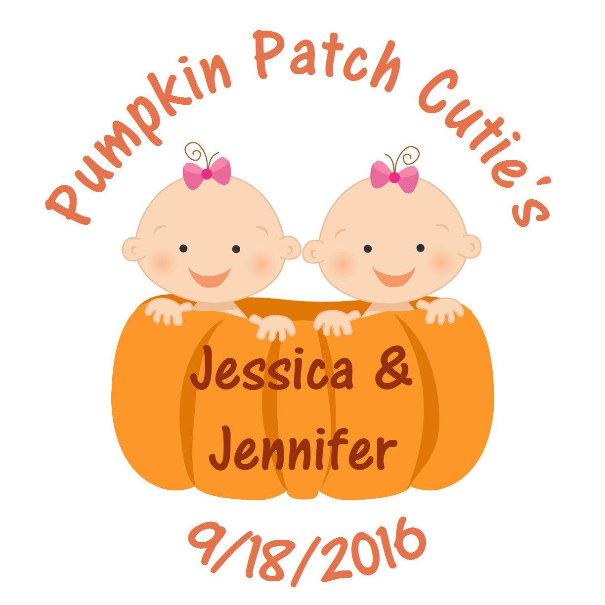 Pumpkin Patch Twin Girls Baby Shower Party Stickers - Perfect for Fall Baby Showers, Gender Reveals & Nursery Decor