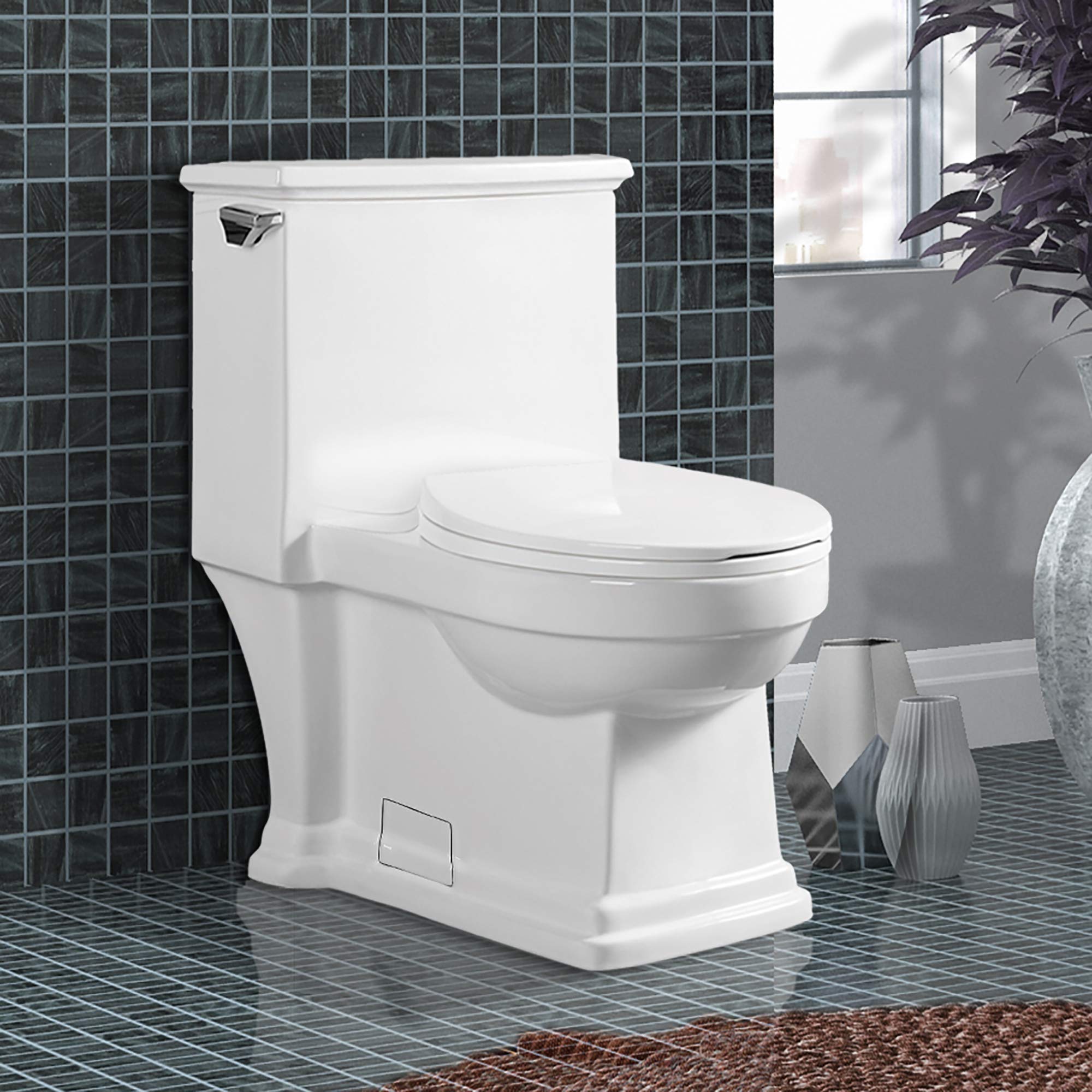 Modern One-Piece Elongated Toilet - ADA Compliant, Water-Efficient & Easy-Clean Design for Bathroom Remodeling & Home Upgrade