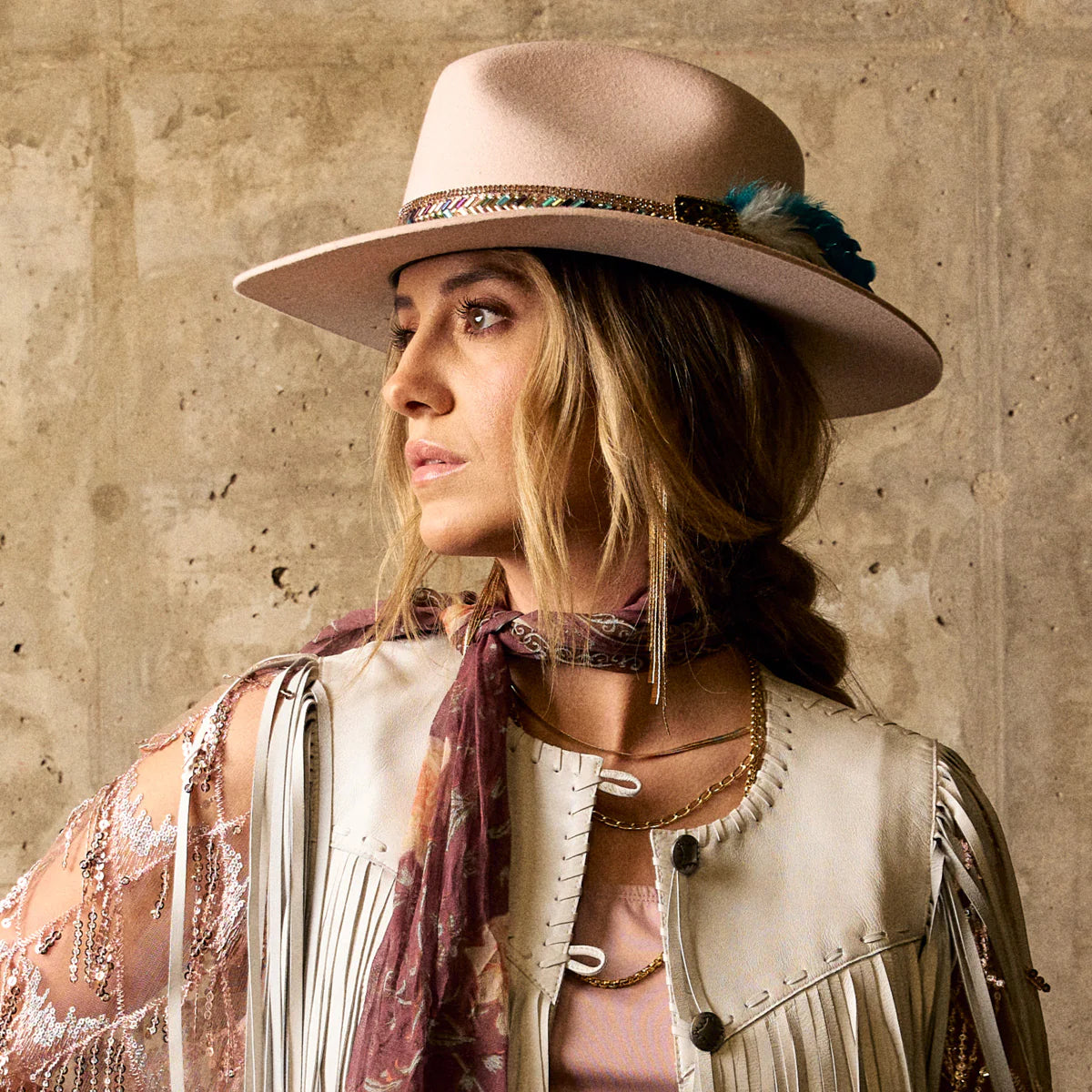 Charlie 1 Horse Lainey Wilson Hillbilly Hippie Wool Felt Cowgirl Hat for Women - Western Style Fashion Accessory for Country Concerts, Rodeos & Outdoor Events