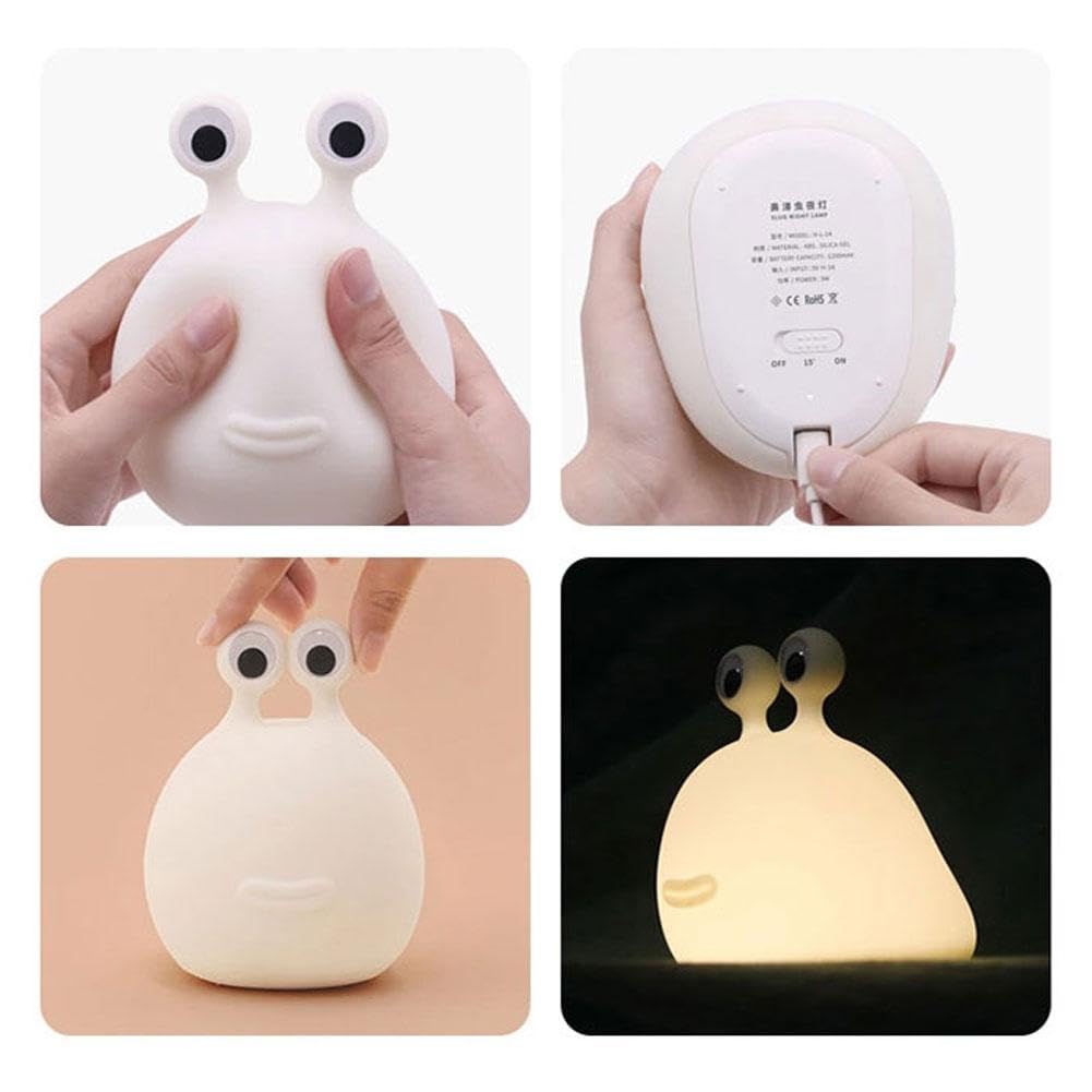 Cute USB Rechargeable Slug Bug Night Light with Timer - Cartoon Eye Protection LED Lamp for Nursery, Dorm Room & Breastfeeding | Portable Animal-Themed Decor for Kids Bedroom and Cozy Spaces