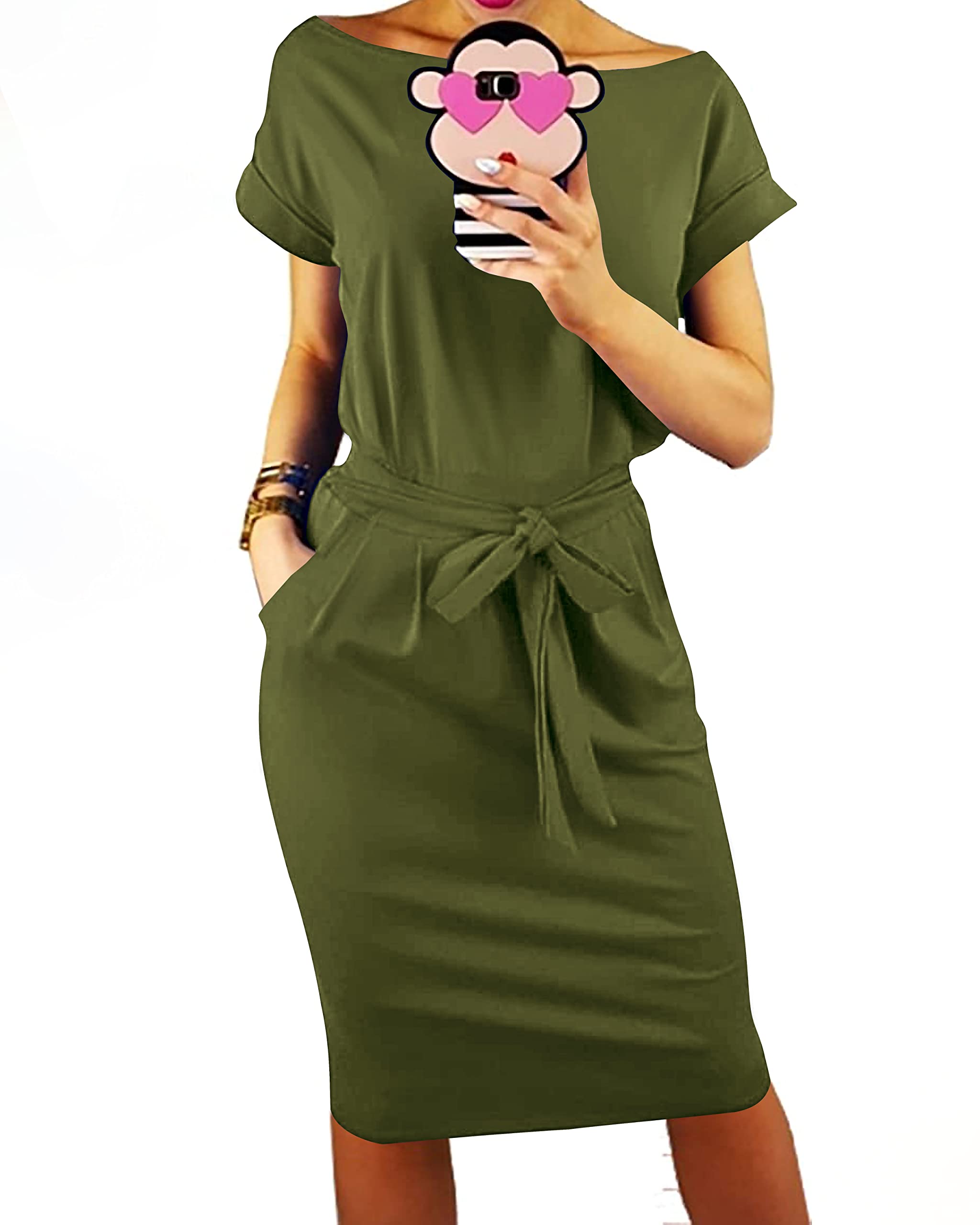 PRETTYGARDEN Women's Summer Striped T-Shirt Dress with Tie Waist & Pockets | Casual Office Wear, Beach Cover Up, Date Night Outfit