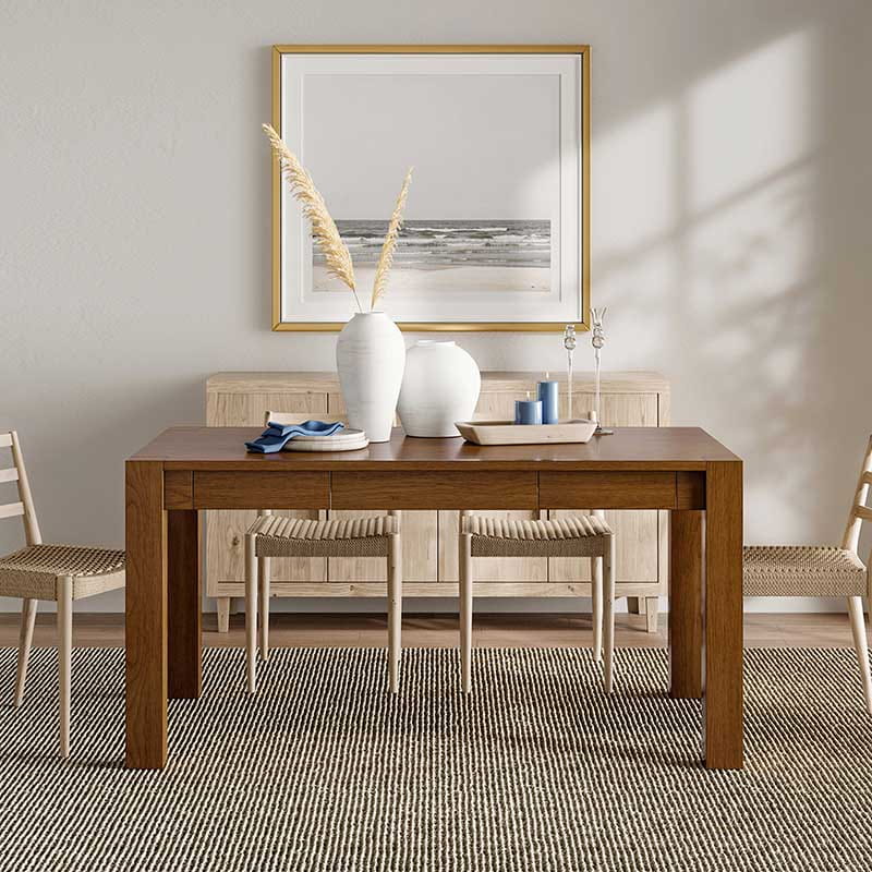 Stylish Hilaria Solid Wood Dining Table with Sturdy Thick Wooden Legs - Perfect for Family Gatherings & Dinner Parties
