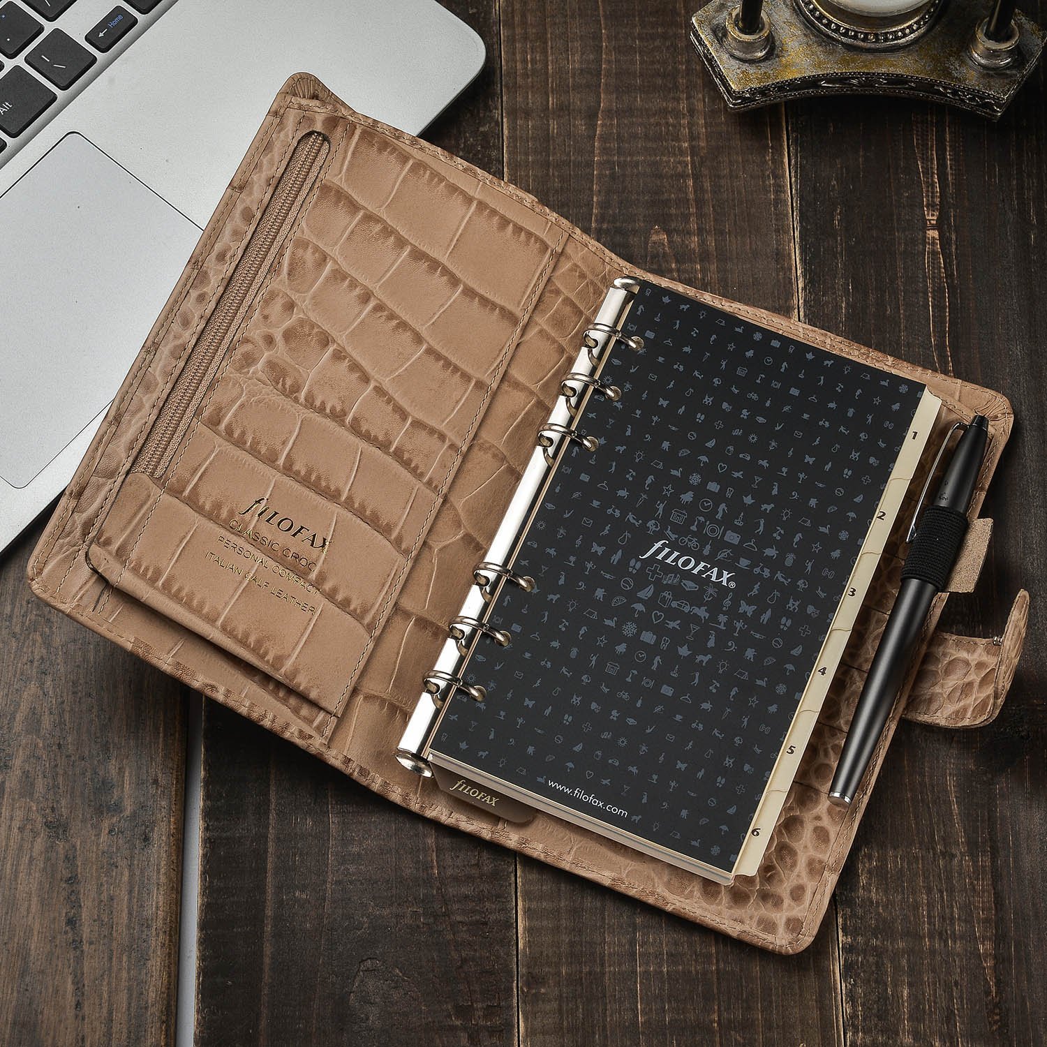 Filofax 17-026011 Classic Clock Personal Organizer - Compact Bible Size with Phone Holder | Perfect for Daily Planning, Time Management & Business Organization