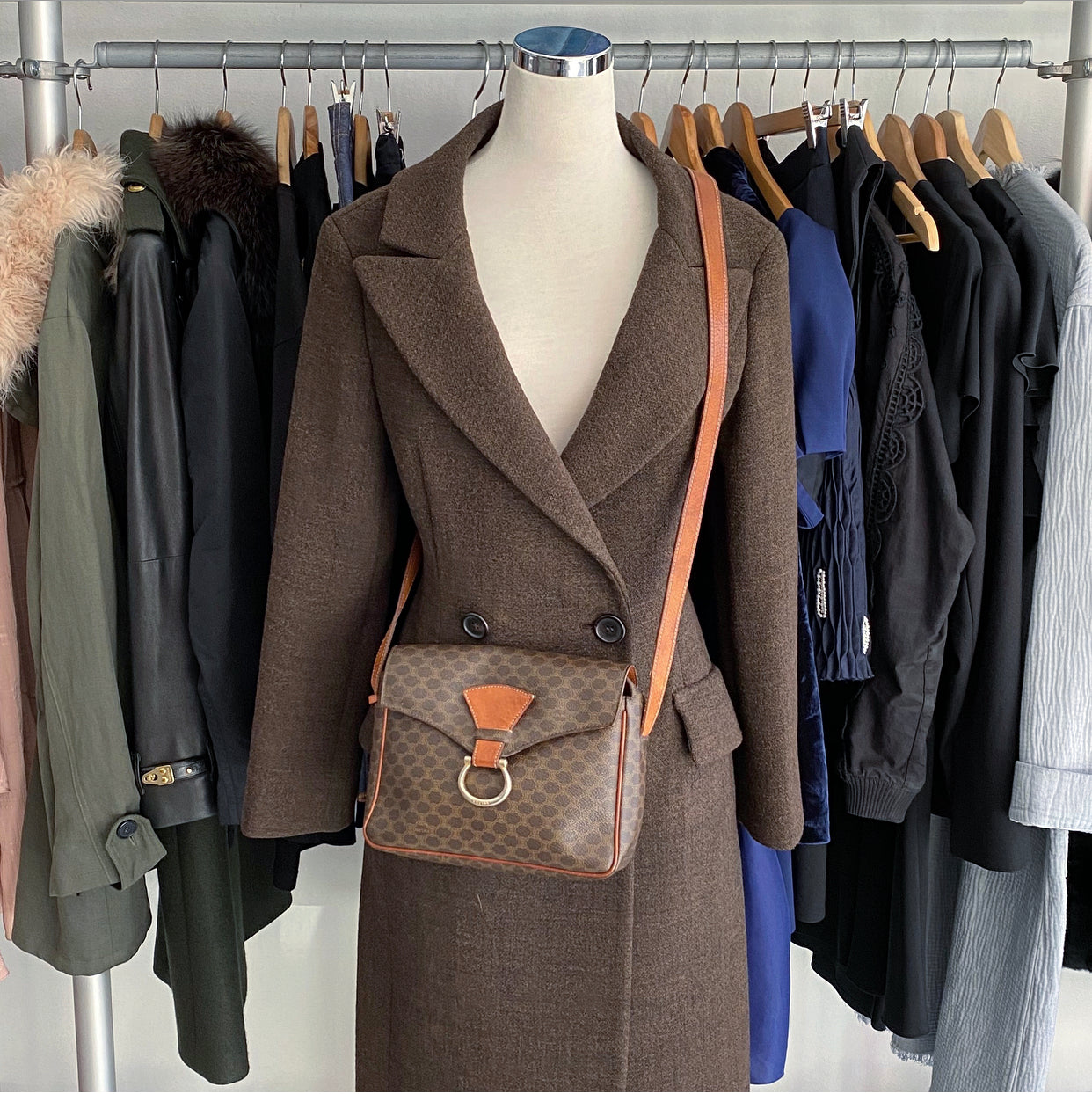 Vintage Celine Macadam Coated Canvas Crossbody Bag from 1980s - Retro Shoulder Purse for Women, Perfect for Daily Use & Special Occasions