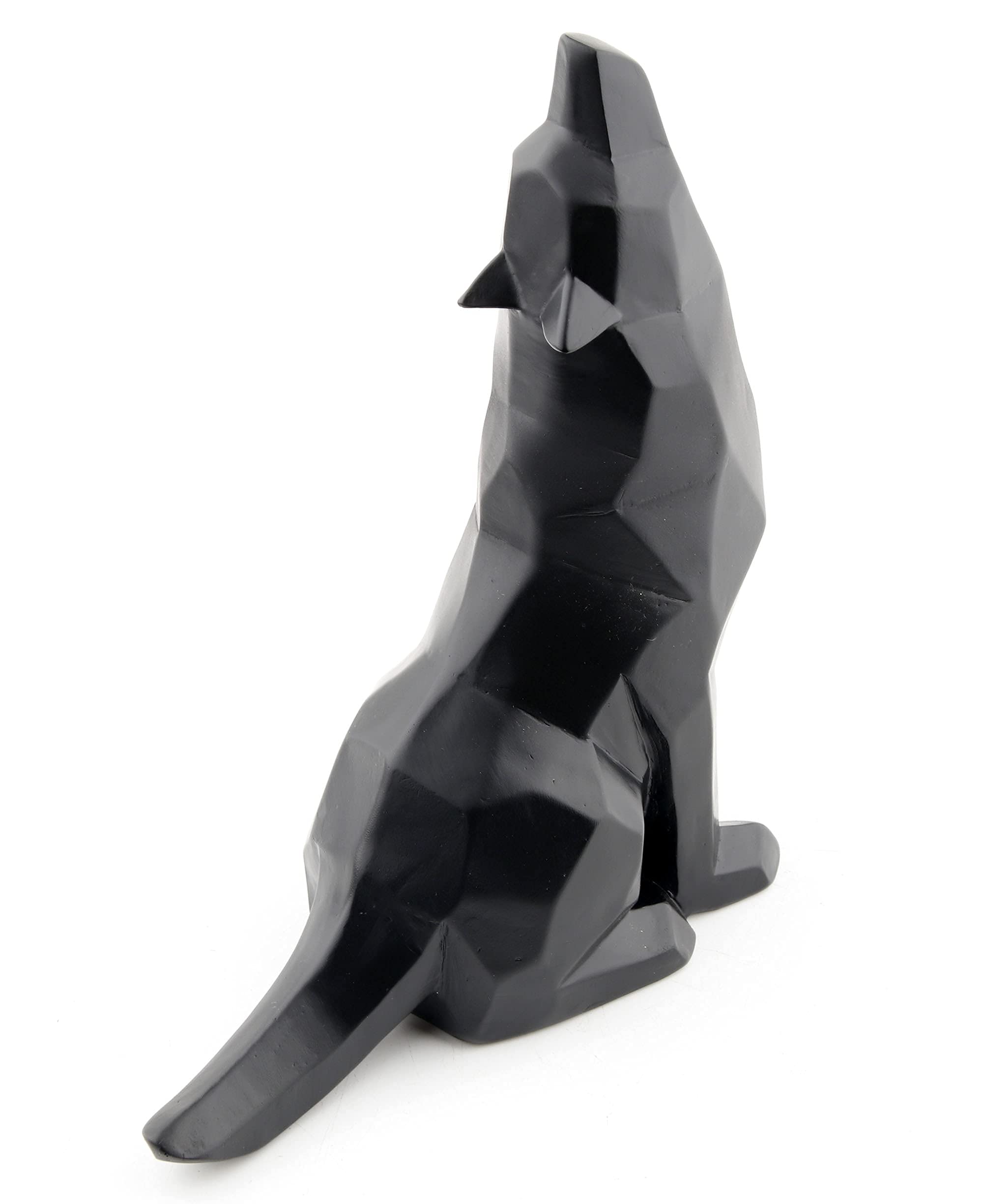 Black Wolf Howling Figurine - Handcrafted Wolf Statue for Home Decor, Office Desk, or Gift - Perfect for Nature Lovers & Wildlife Enthusiasts
