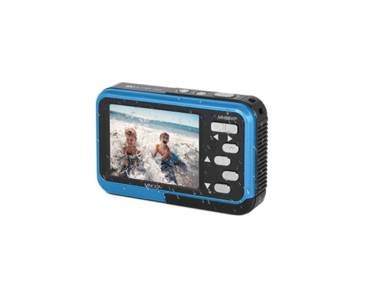 MINOLTA MN50WP Duo 48MP Waterproof Digital Camera - 5K Ultra HD, Autofocus, Dual LCD Screen (Blue) - Perfect for Underwater Photography, Travel & Outdoor Adventures