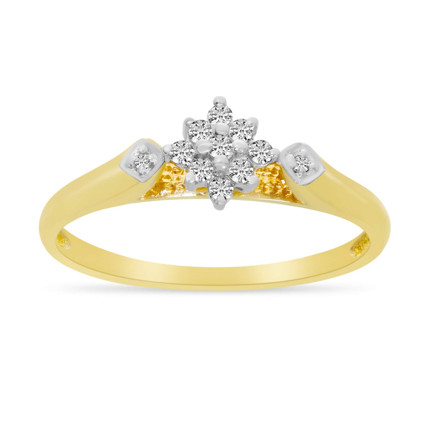 10K Yellow Gold Diamond Cluster Ring for Women - Elegant Wedding, Engagement & Anniversary Jewelry Gift - Perfect for Special Occasions & Everyday Wear