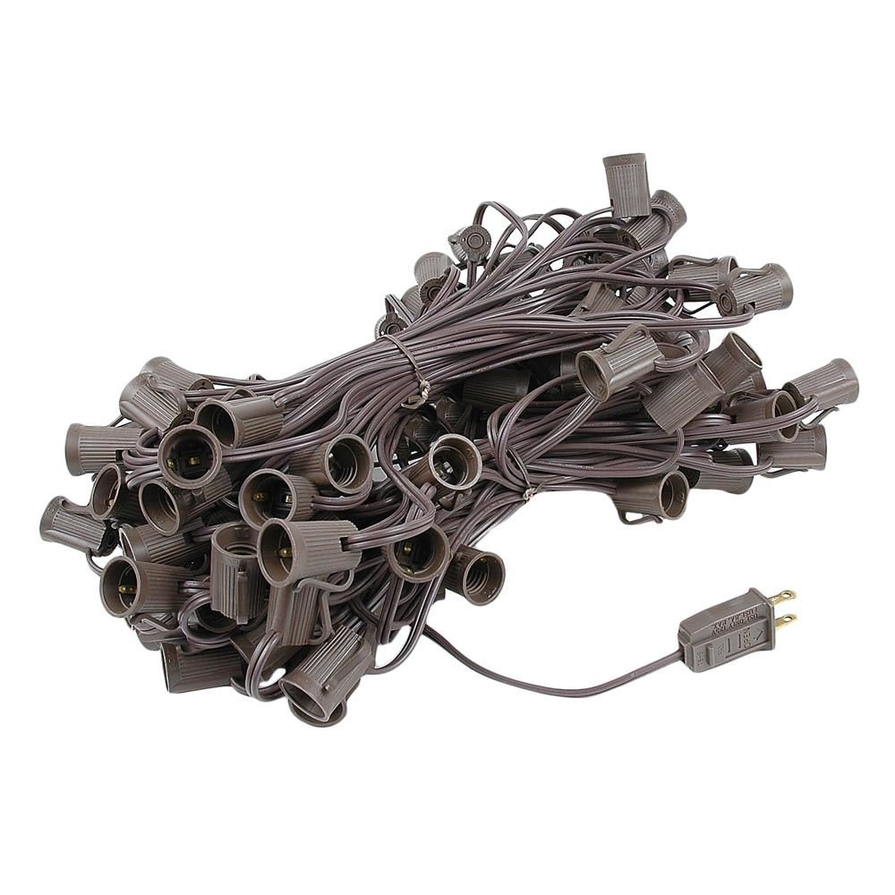 100 Foot C9 Outdoor Christmas String Lights - Brown Wire, 12