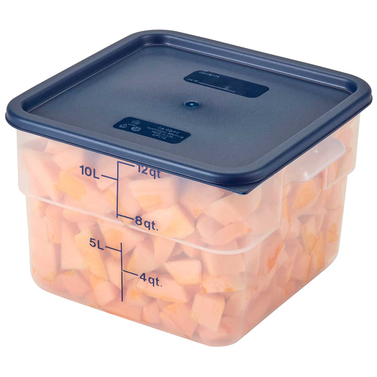 Cambro 12SFSPP190 CamSquare 12 Quart Food Storage Container - BPA-Free, Stackable, Commercial-Grade Plastic Bin for Kitchen, Restaurant & Meal Prep - Translucent Square Container with Lid