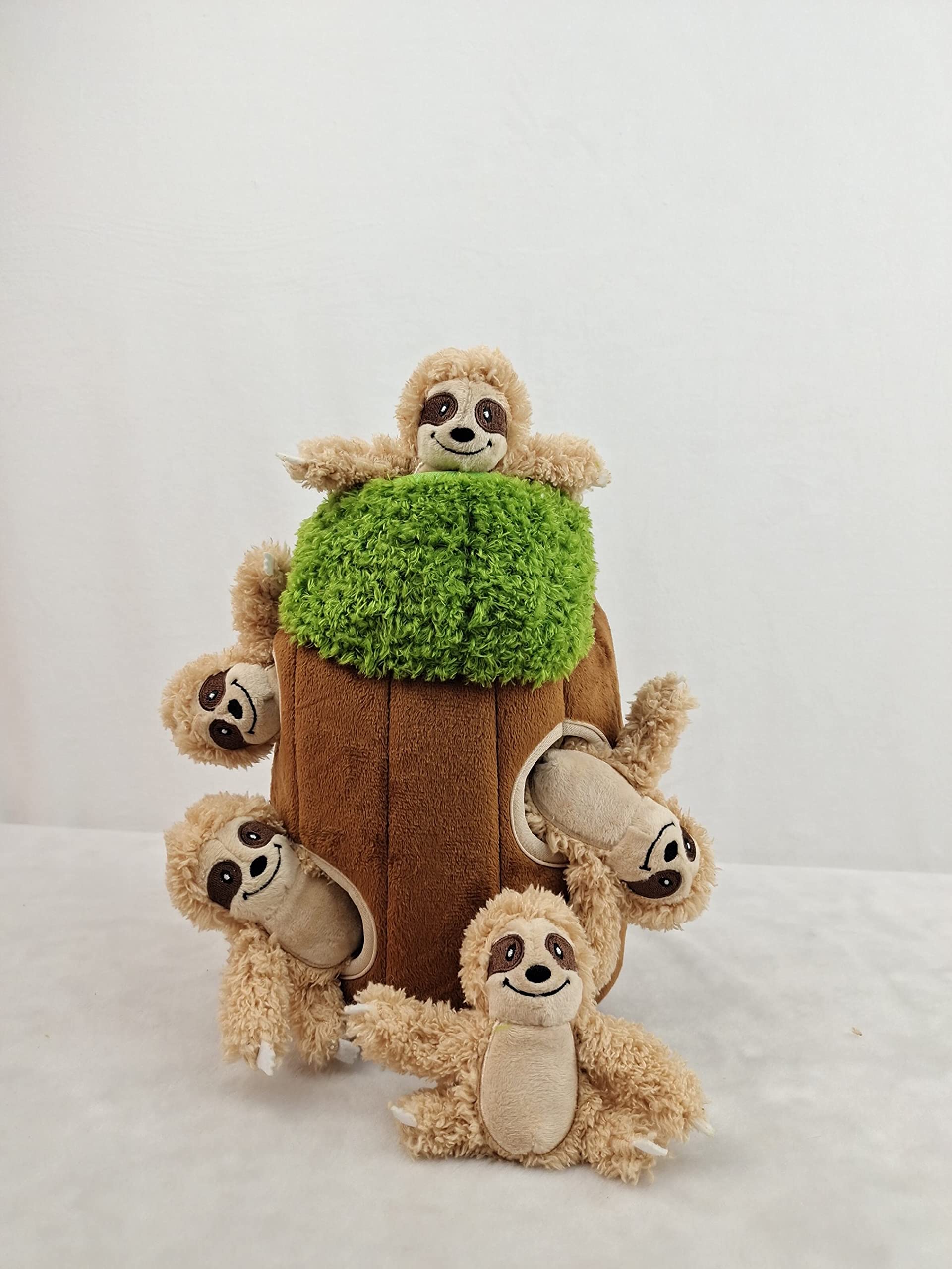 Interactive Plush Sloth Hide and Seek Dog Toy with Squeaker - Fun Burrow Game for Small & Medium Dogs | Tree Trunk Design with Hidden Sloth | Perfect for Indoor Play, Training & Bonding Time