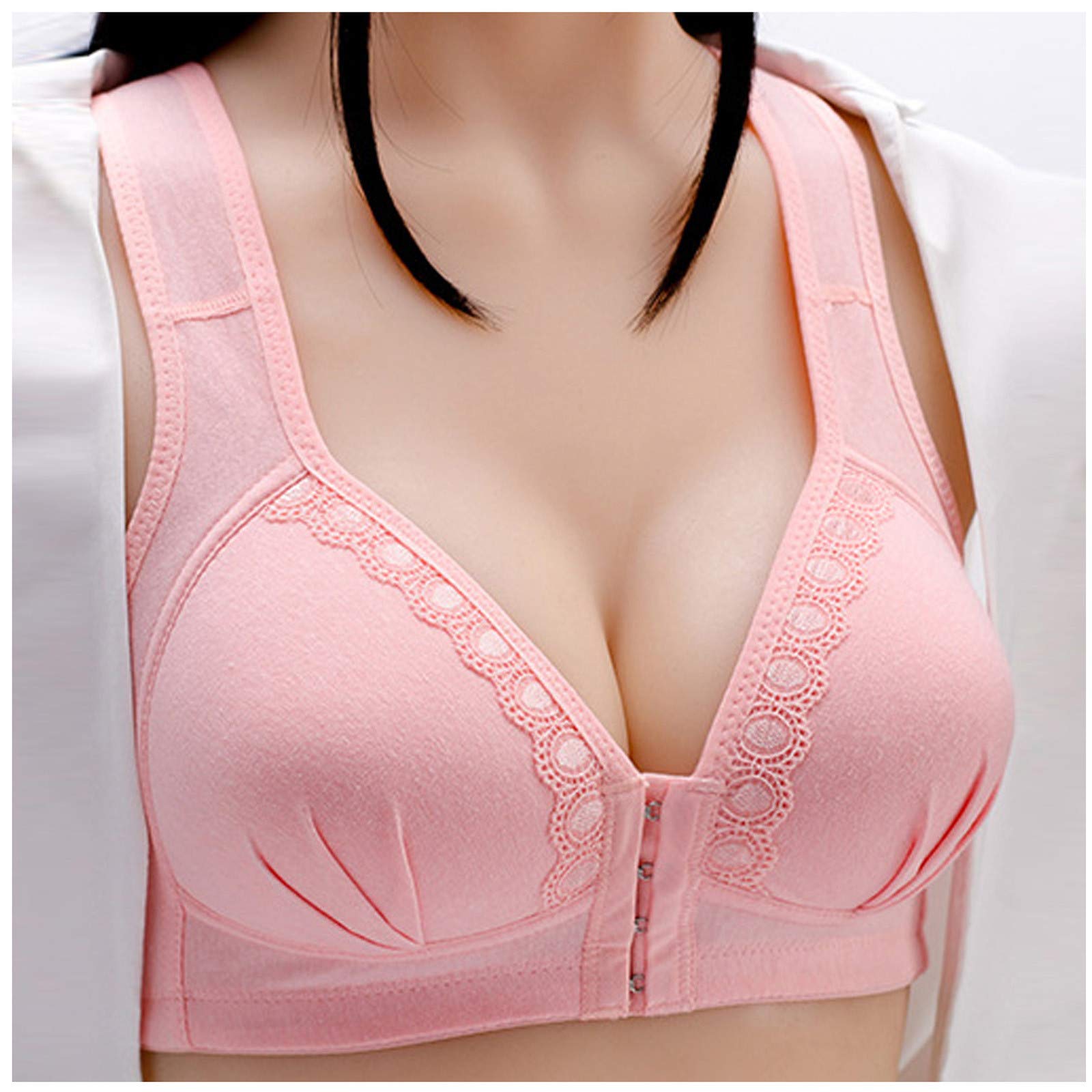 Lace Patchwork Underwire Bra for Women - High Support Sports Bra One-Piece (Pink, Size 38) - Perfect for Yoga, Gym & Everyday Comfort