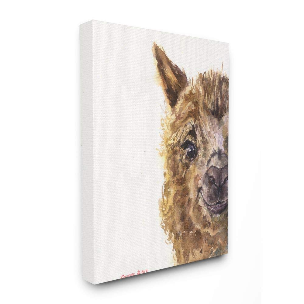 Stupell Industries Baby Llama Head Watercolor Painting Wall Art - Nursery Decor, Kids Room, Baby Shower Gift