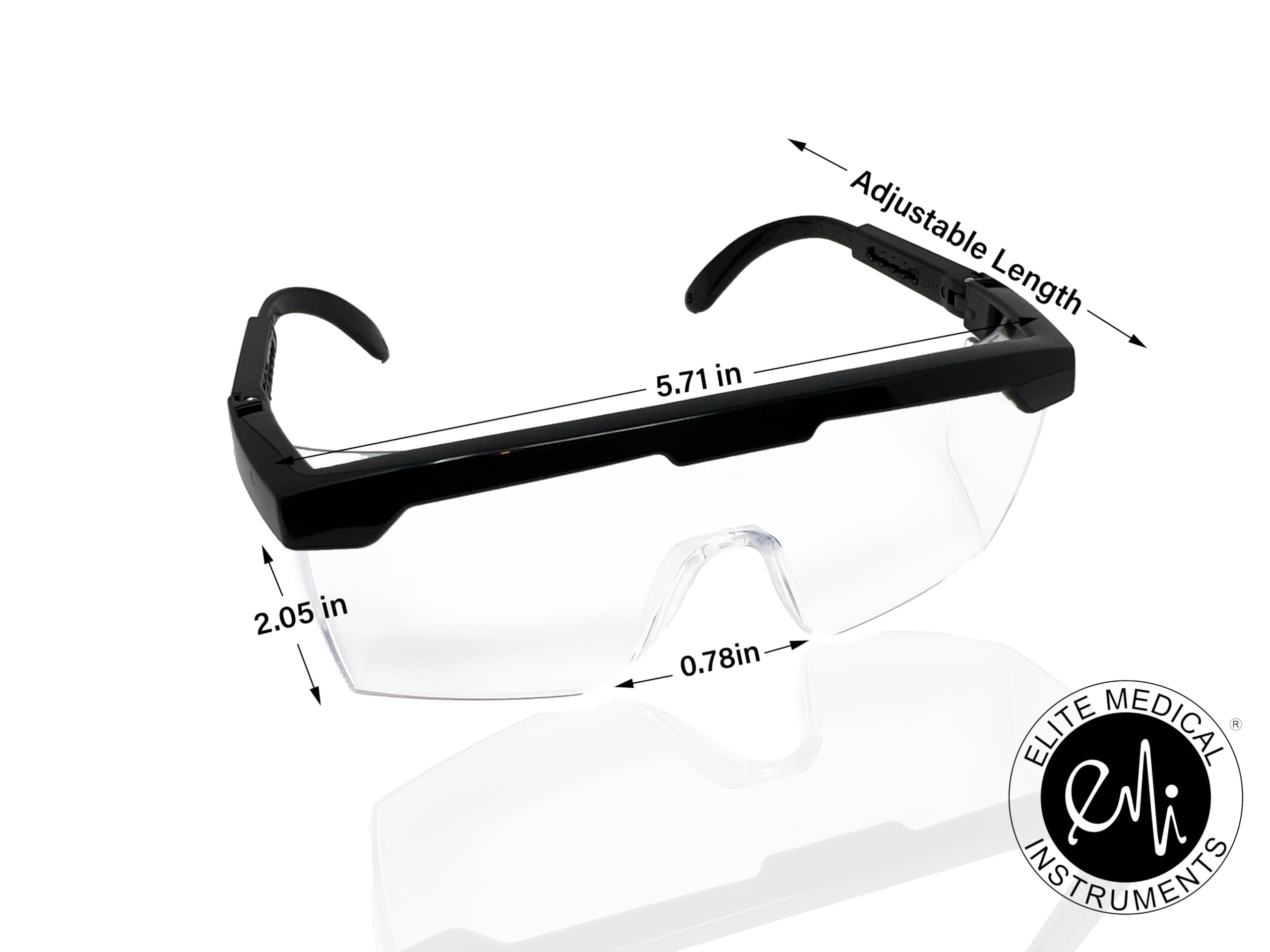 Elite Medical Adjustable Safety Glasses - Anti-Fog, Anti-Scratch, UV400 Protection - Full Frame with Adjustable Temples (EEW-411 Black) - Ideal for Nurses, Doctors, Lab Technicians & Industrial Workers - Perfect for Medical Procedures, Laboratory Work & Construction Sites