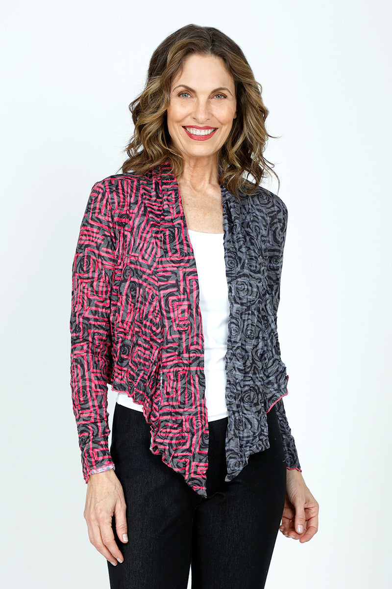 Geo Rose Crinkle Cardigan for Women - Soft & Stylish Knitwear - Perfect for Casual Outfits, Office Wear & Date Nights