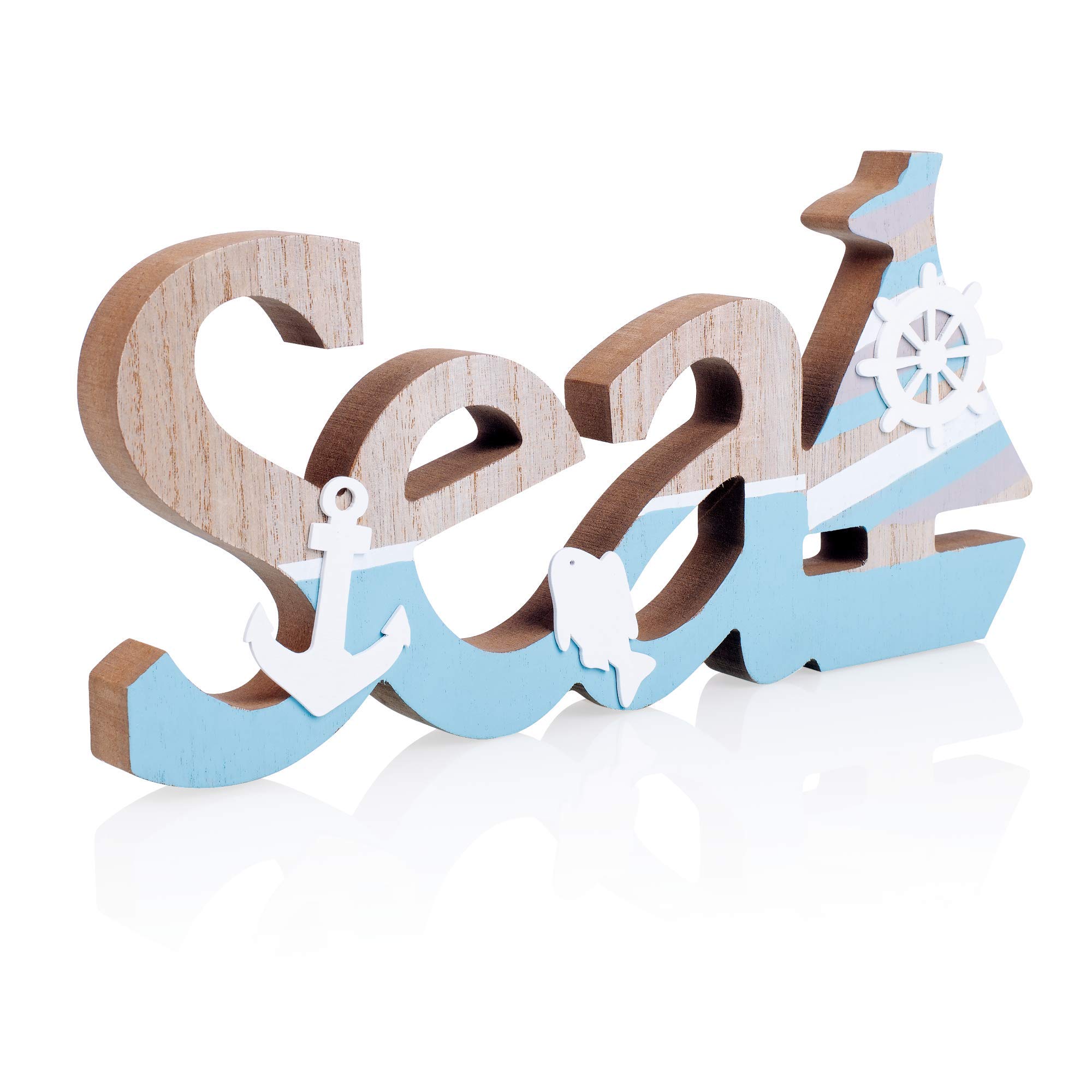 TideAndTales Coastal Wooden Wall Art Set of 3 - Beach, Ocean & Sea Signs for Home & Office Decor | Nautical Theme Room Decorations | Perfect for Beach House, Bathroom & Coastal Living Spaces