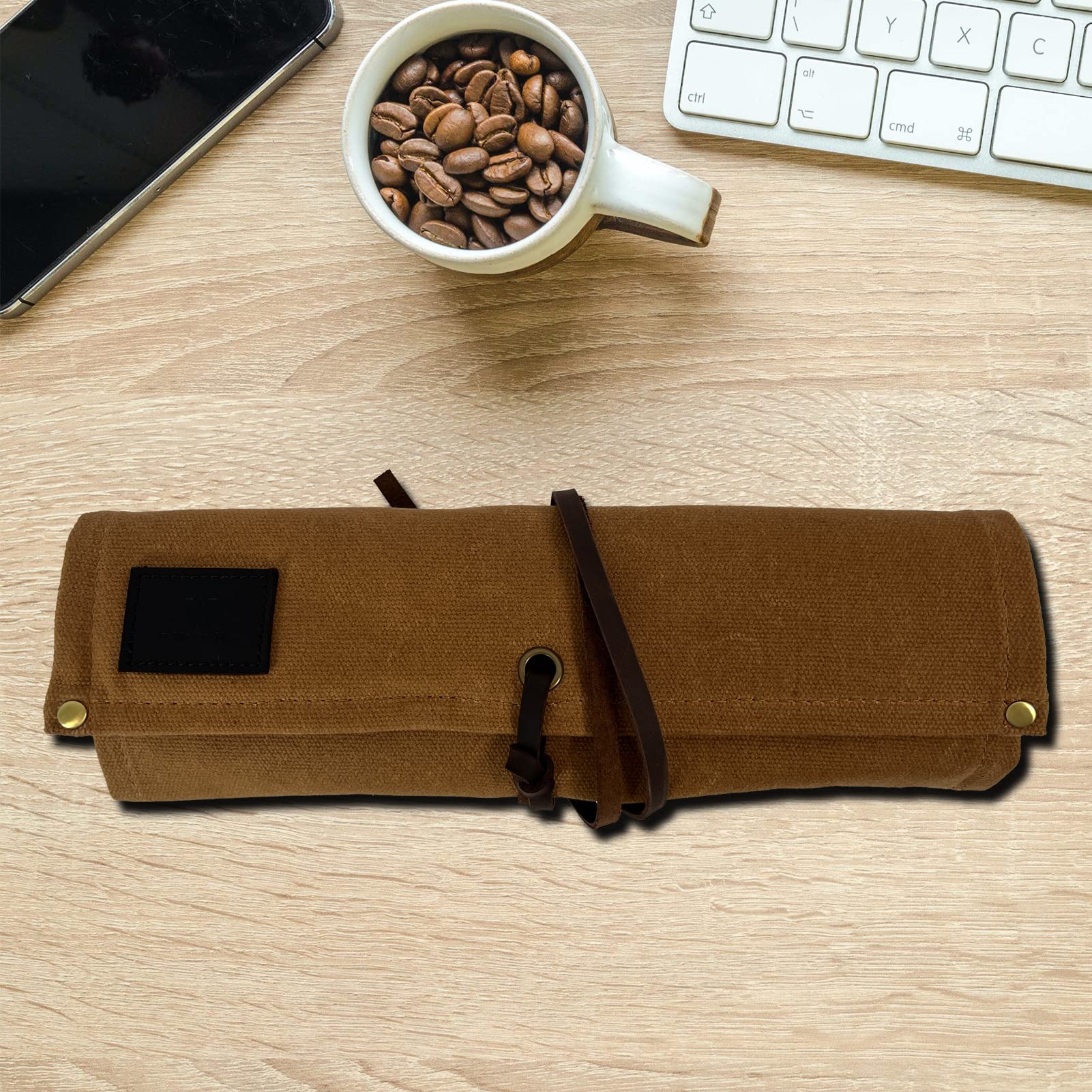 XIAOLI Travel Watch Roll Case - Waterproof Waxed Canvas Organizer for Men & Women