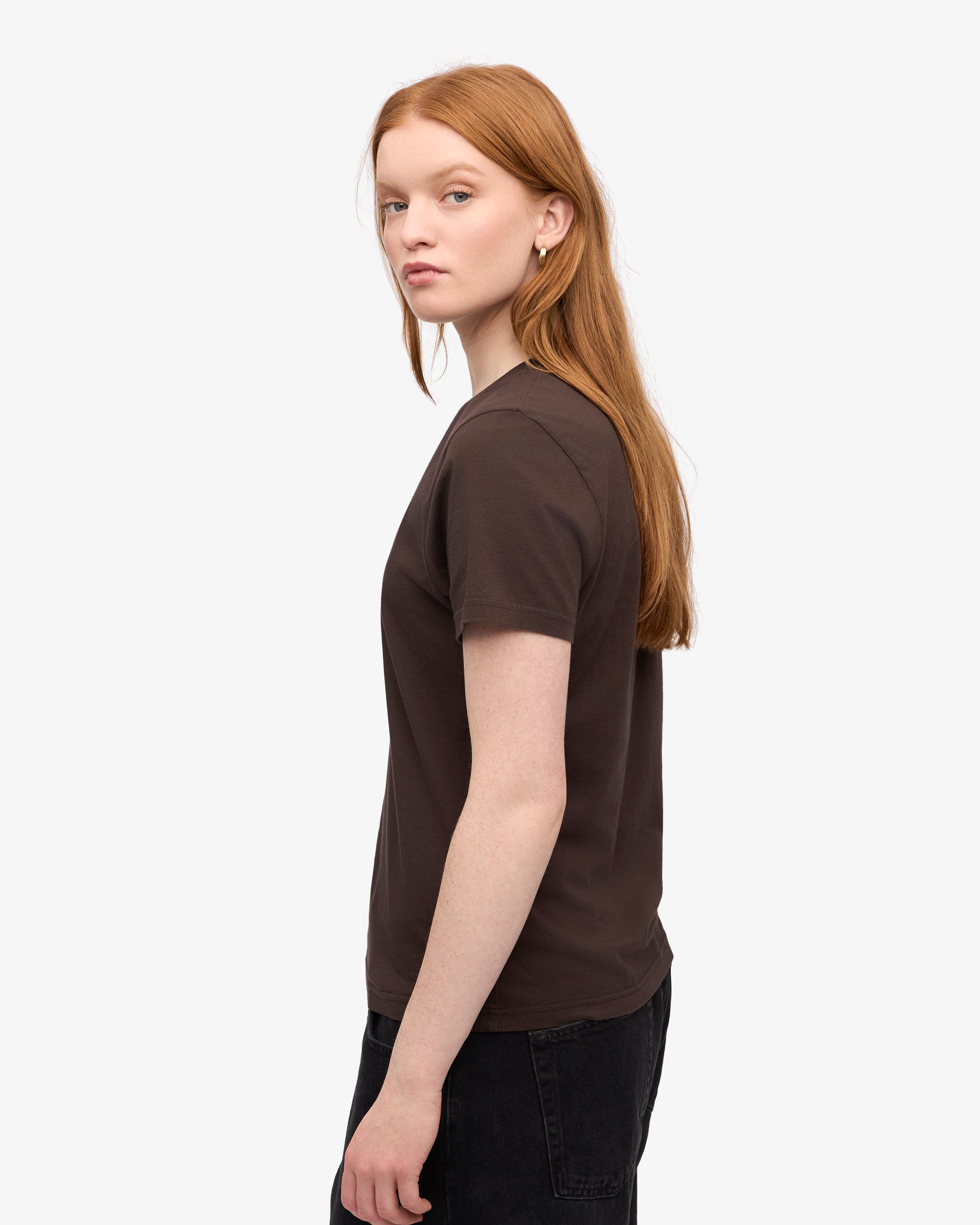 Organic Cotton Women's Lightweight T-Shirt in Coffee Brown - Perfect for Casual Wear, Yoga & Everyday Comfort