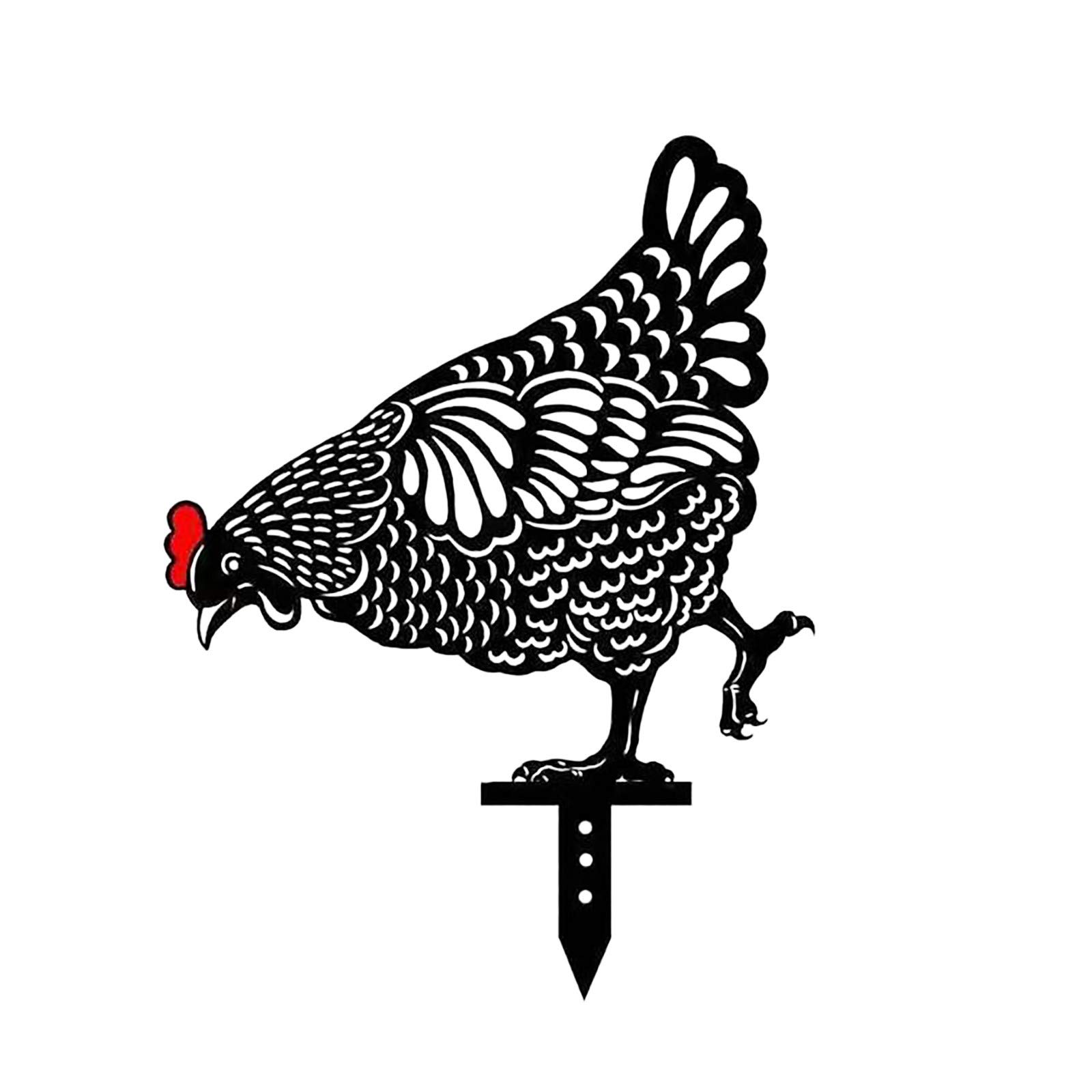 Metal Garden Stakes Set of 2 - Outdoor Hen Yard Decor for Backyard, Lawn & Seasonal Garden Decoration | Perfect Gift for Chicken Lovers & Farmhouse Style Gardens