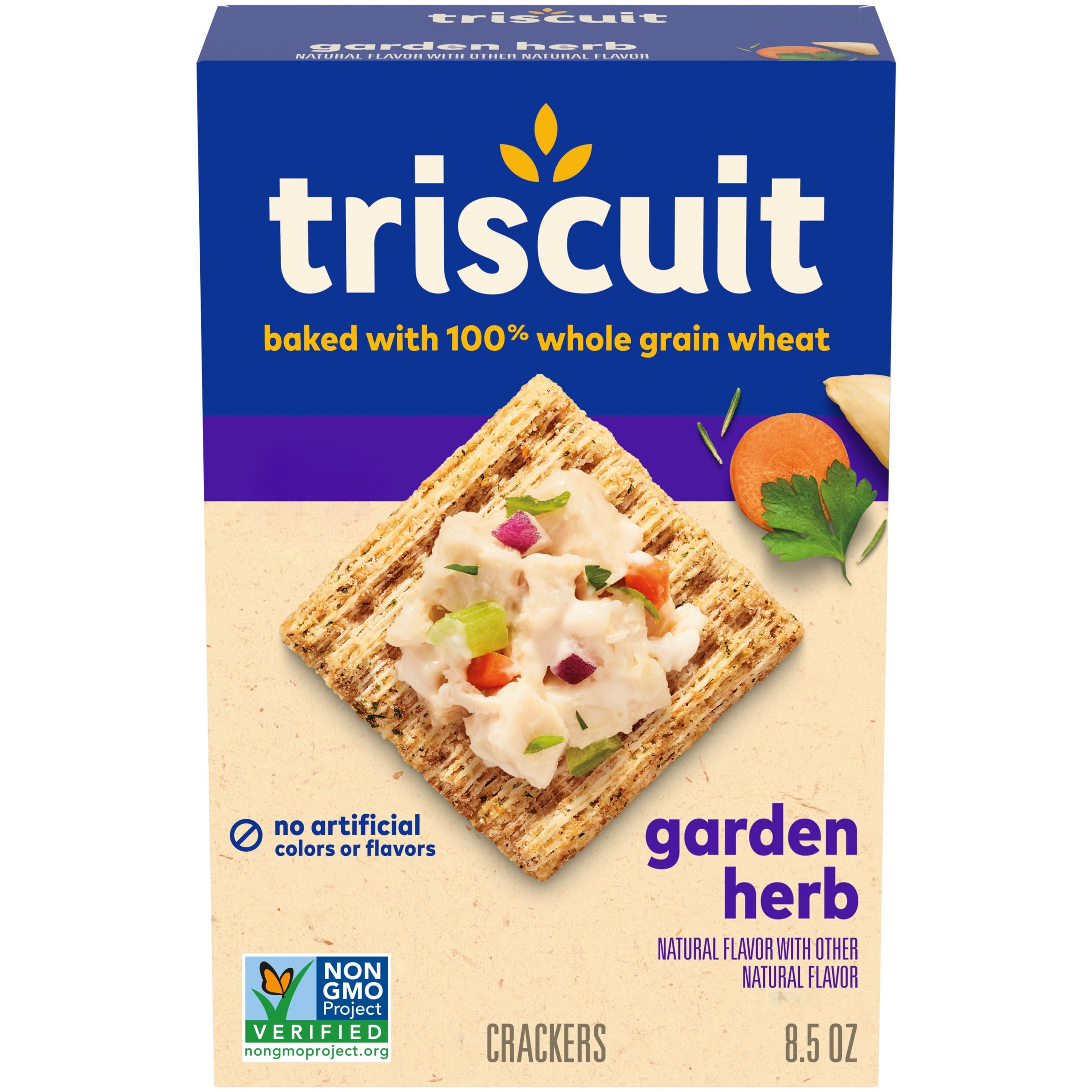 Triscuit Garden Herb Whole Grain Wheat Crackers - Healthy Lunch Snacks & On-the-Go Snacks (8.5 oz) | Perfect for Office, School & Picnic Baskets