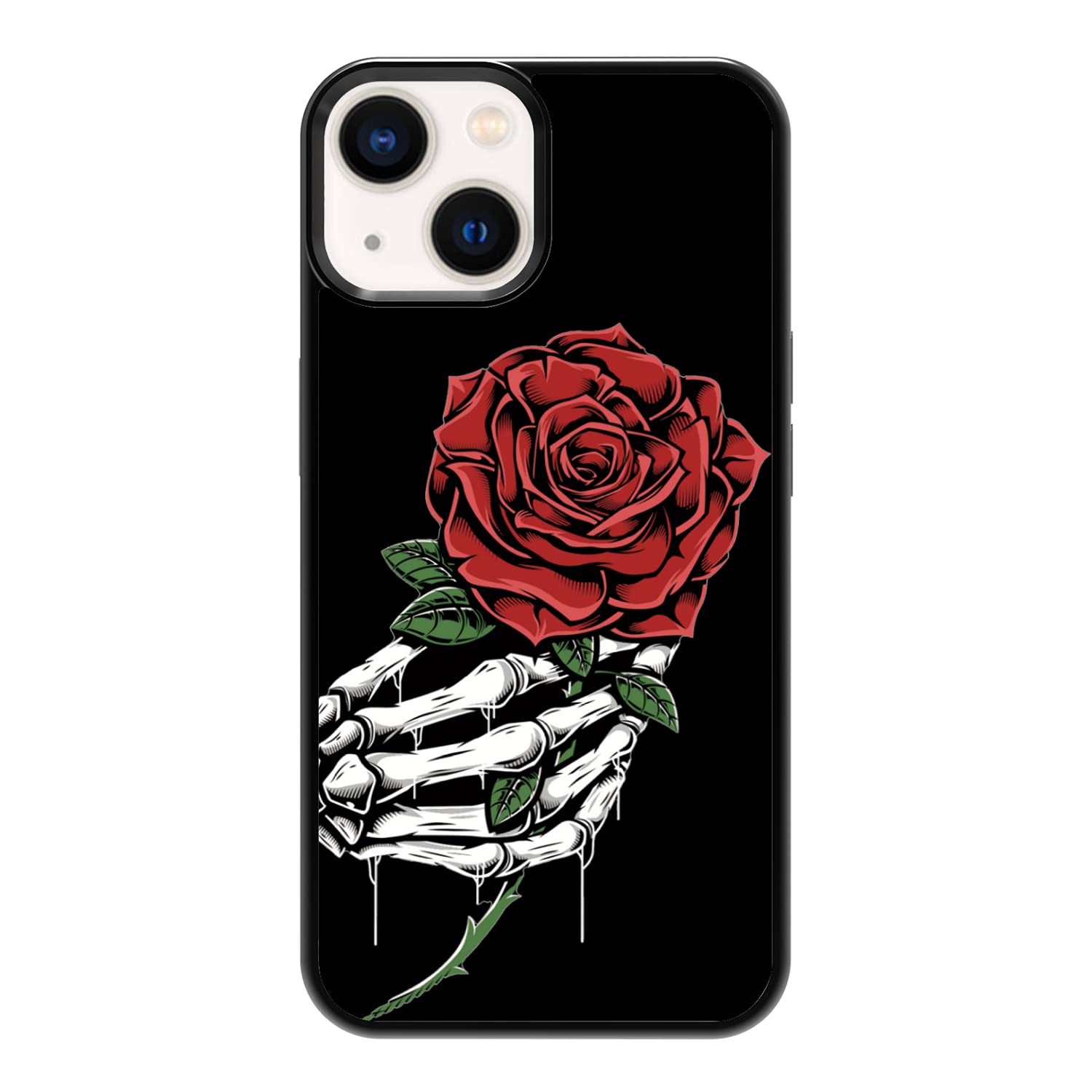 FANXI Rose Skeleton Shockproof Phone Case for iPhone 13/14 (6.1 Inch) - Cute Floral Design Protective Cover for Women & Girls | Perfect Gift for Valentine's Day, Birthday & Everyday Use