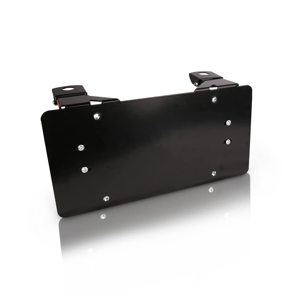 ZESUPER Flip-Up Winch Roller Fairlead with Stainless Steel License Plate Mount - Heavy Duty Off-Road Accessory for Jeep, Truck & ATV - Perfect for Trail Riding, Towing & Recovery Operations