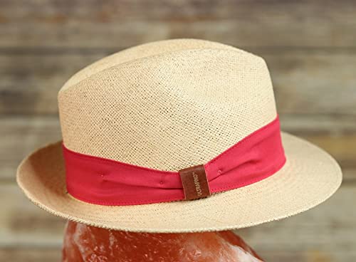 Packable Straw Fedora Hat for Men & Women - Lightweight Travel Panama Hat with Short Brim - Perfect for Beach Vacations, Summer Outfits and Outdoor Adventures