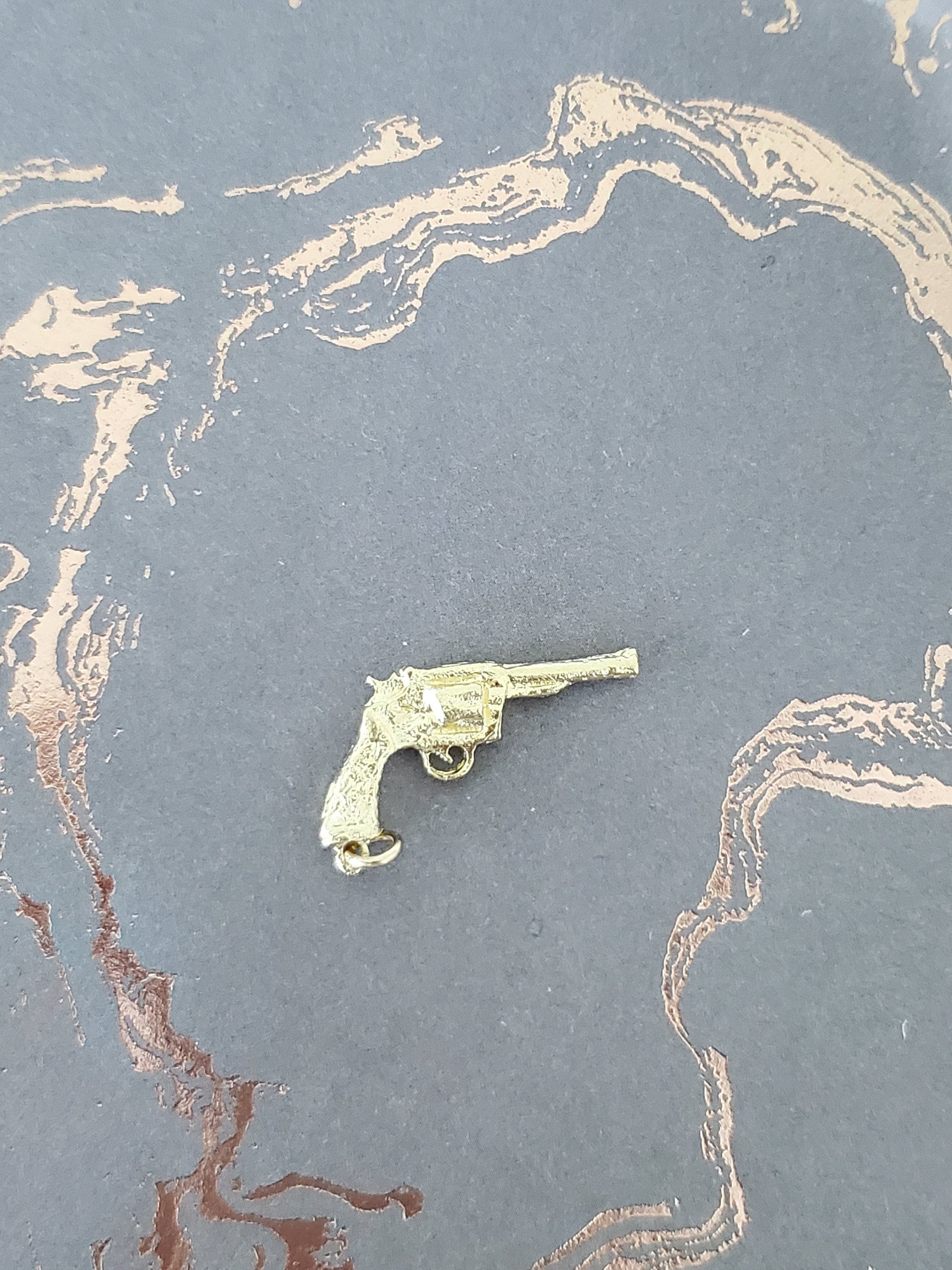 14k Yellow Gold Gun Charm Pendant for Jewelry Making - Perfect for Necklaces, Bracelets & DIY Accessories