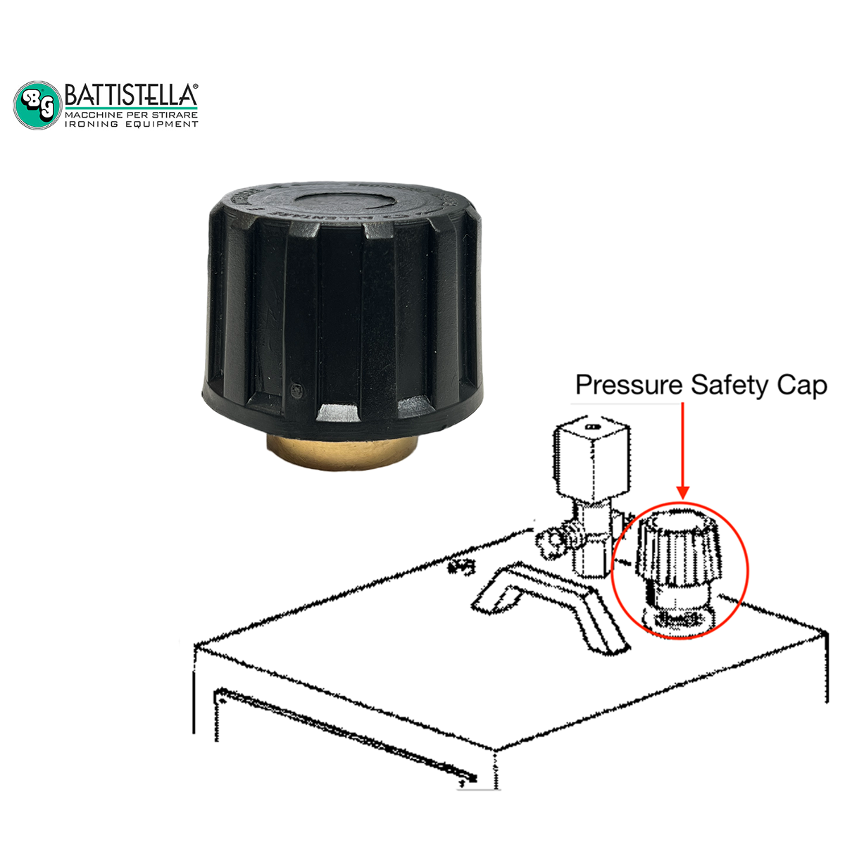 Battistella Pressure Safety Cap - High-Quality Replacement Cap for Pressure Vessels & Tanks | Industrial, HVAC, Plumbing Use
