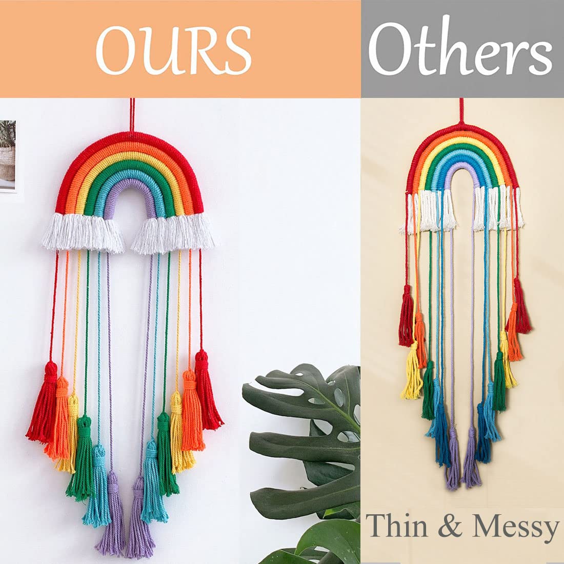 ACEDSGN Rainbow Macrame Bow Holder - Handmade Hair Clip Organizer for Baby Girls, Boho Nursery Decor, Headband Storage | Perfect for Birthday, Valentine's Day Gifts & Kids' Bedroom Party Decor