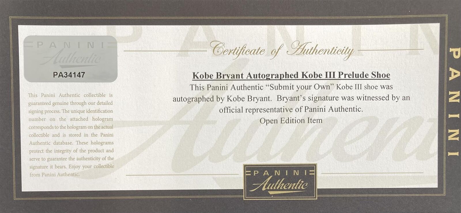 Authentic Kobe Bryant Lakers Signed Nike Zoom Kobe III Prelude Basketball Shoes - Limited Edition Panini Certified - Perfect for Collectors & NBA Fans - Game-Worn Style for Display & Memorabilia