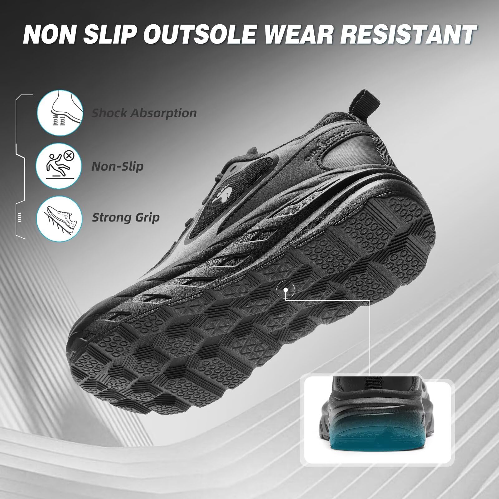 Men's Orthopedic Diabetic Wide Running Shoes with Arch Support - Plantar Fasciitis Relief Sneakers for Walking, Running & Work | Comfortable Swollen Foot & Heel Pain Solution for Casual & Sports Activities
