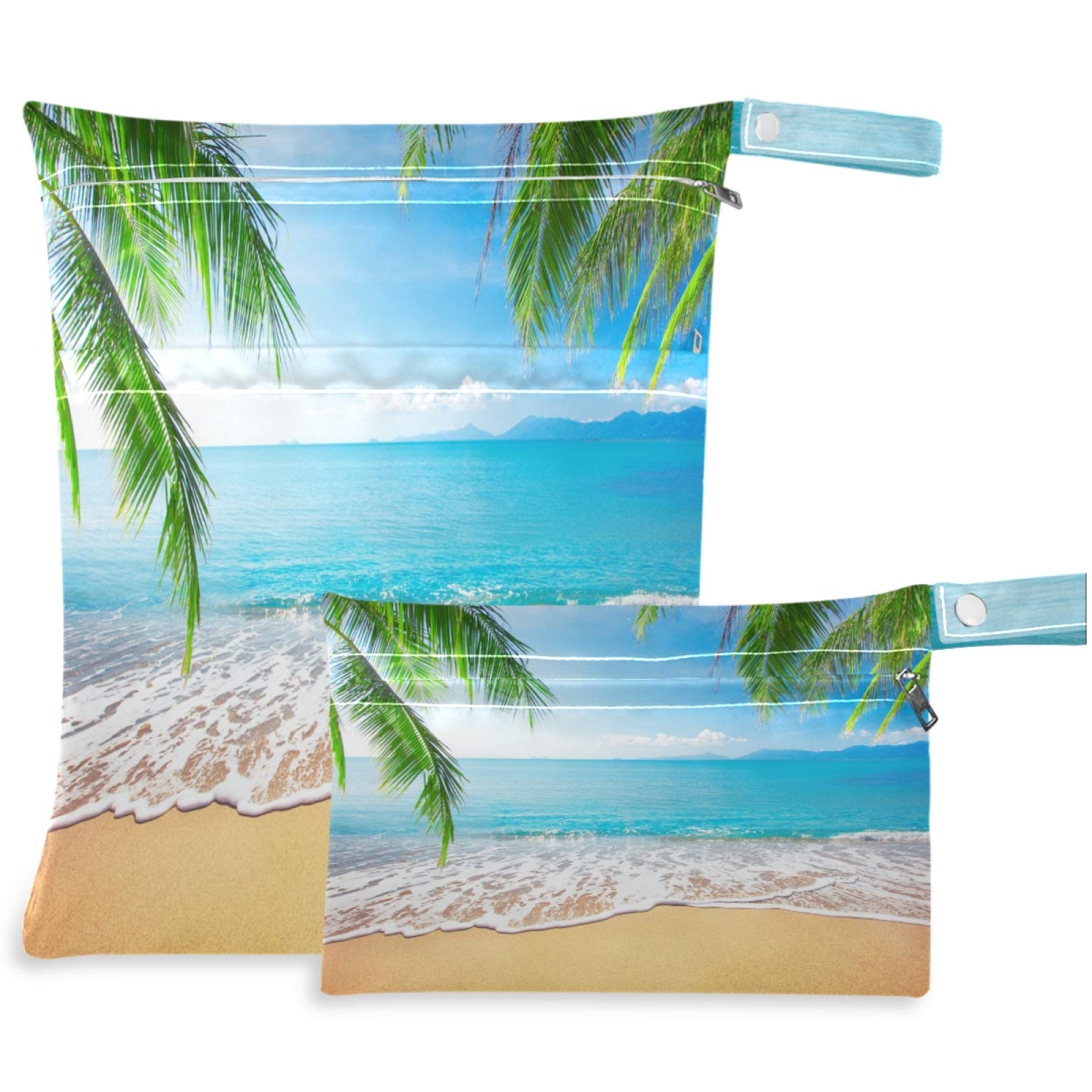 Visesunny 2-Pack Waterproof Wet Bags with Zipper Pockets - Reusable & Washable for Beach, Pool, Travel, Gym, Daycare - Perfect for Swimsuits, Diapers, Wet Clothes & Toiletries Storage - Great for Moms, Travelers & Fitness Enthusiasts