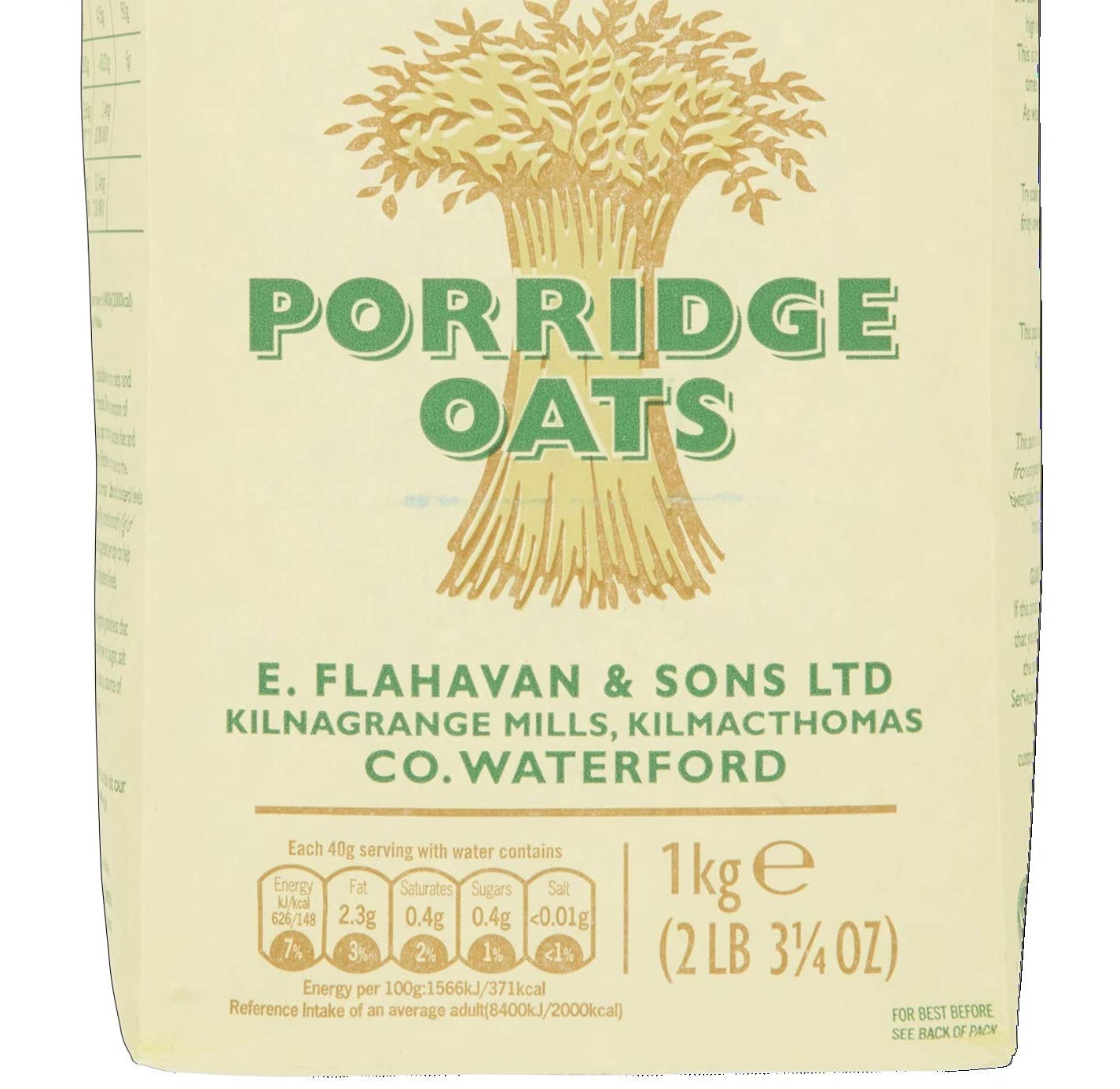 Flahavans Organic Porridge Oats 1kg - Gluten-Free, Non-GMO, Whole Grain Breakfast Cereal for Healthy Eating & Weight Loss - Perfect for Oatmeal, Smoothies & Baking