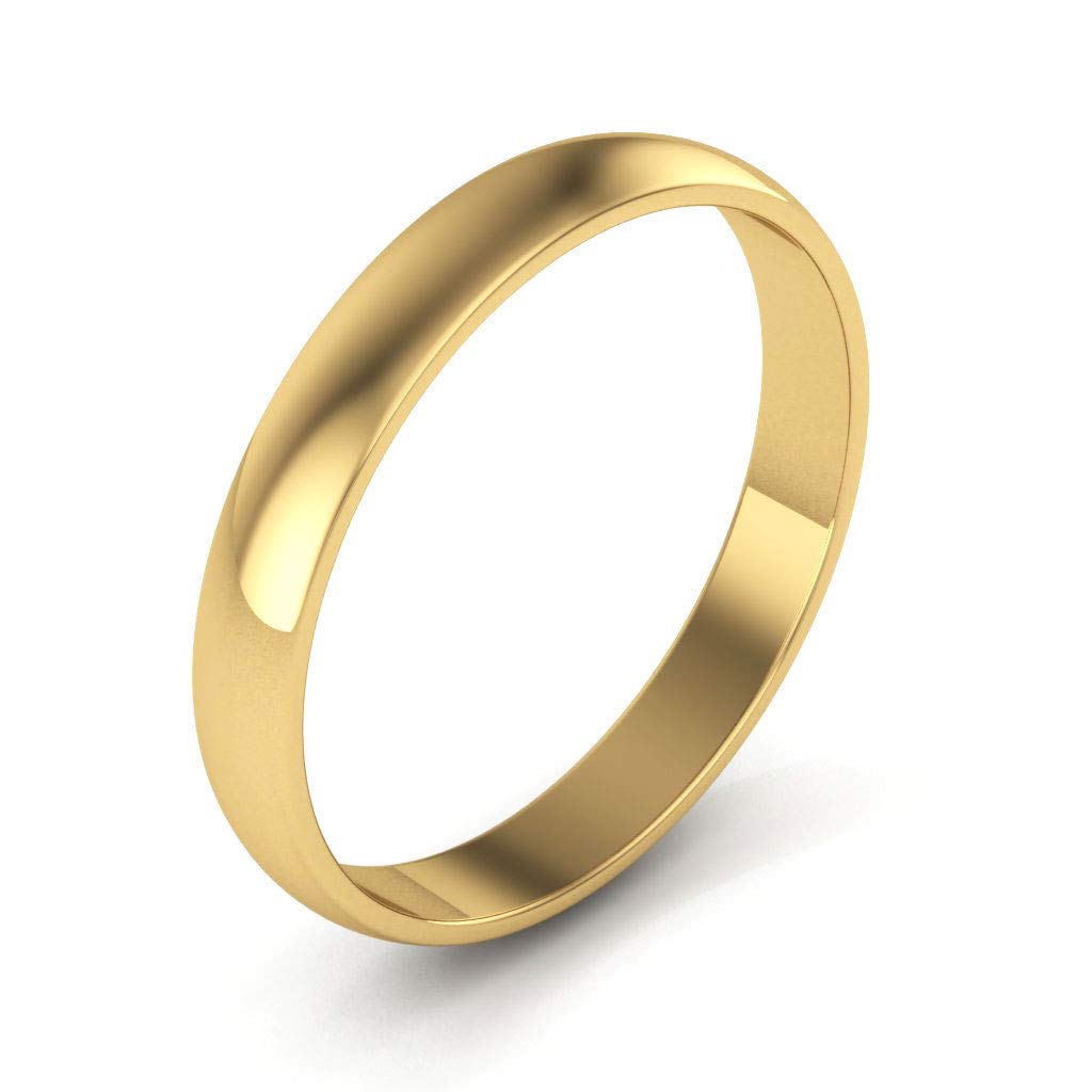 10K Yellow Gold Plain Wedding Bands for Men and Women - 3mm Light Half Round Design - Perfect for Anniversaries, Engagements & Everyday Wear