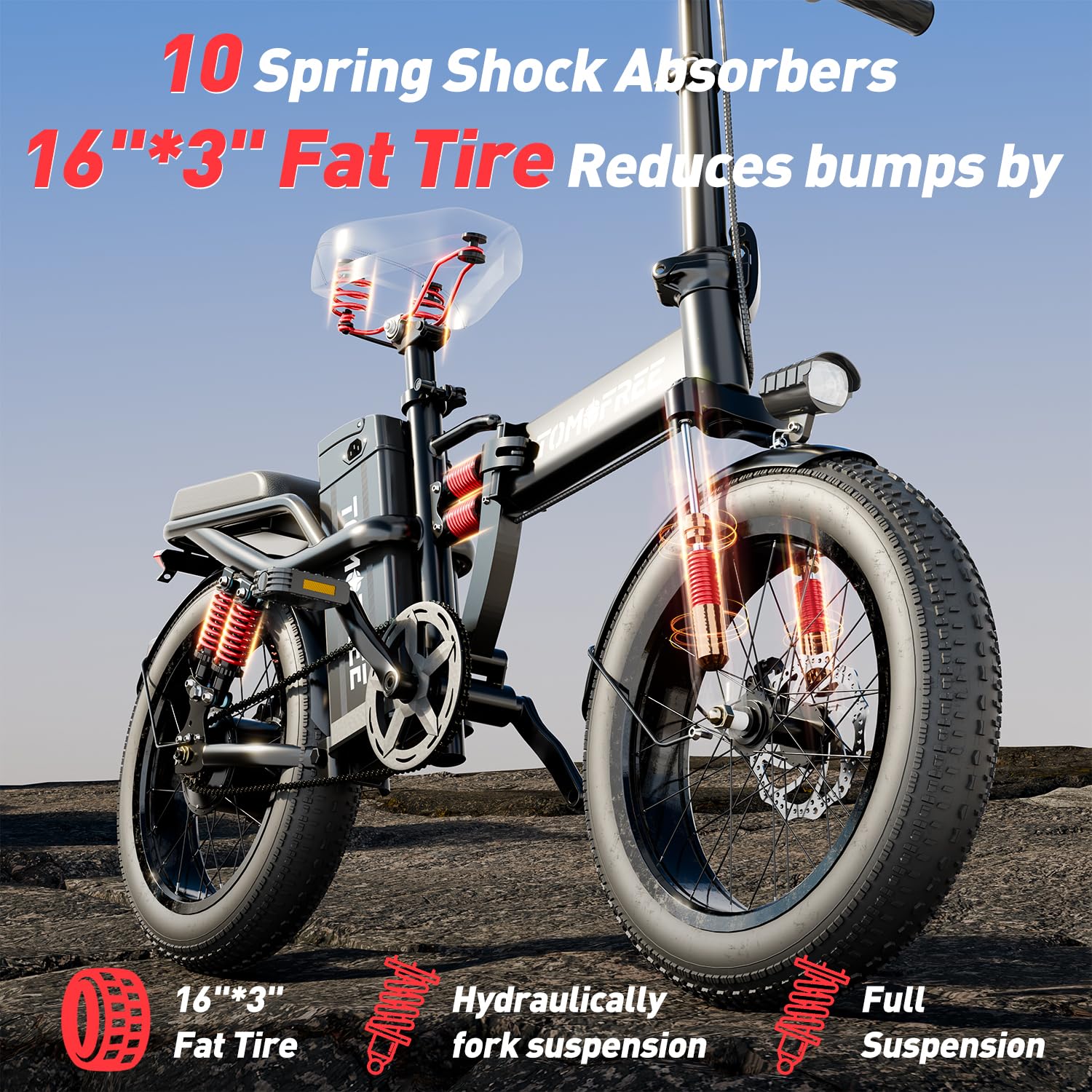 750W/1000W/1200W Electric Bike for Adults - 20MPH/30MPH Speed, 45 Mile Range, 2 Seats & 14