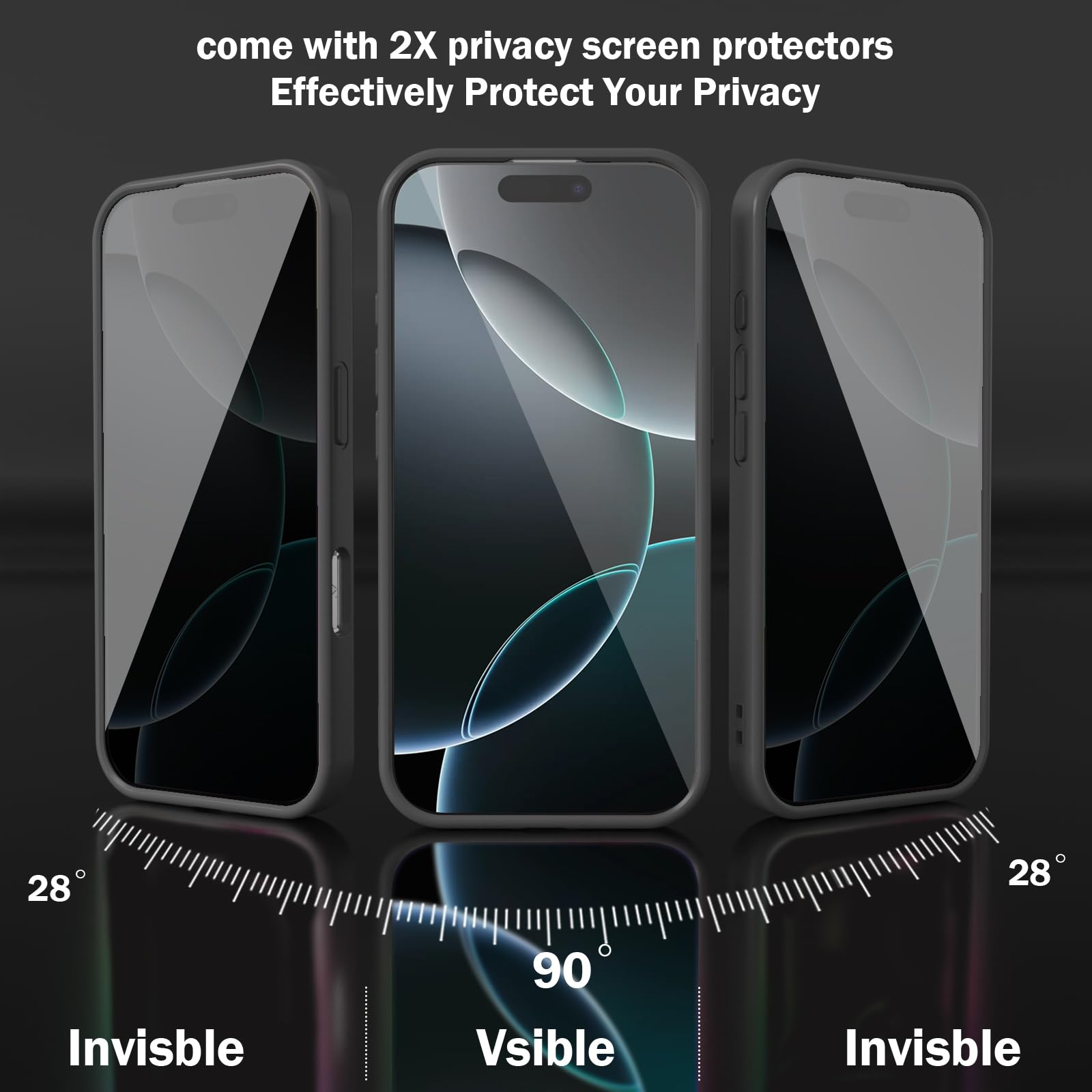 KSWOUS Magnetic Slim Matte Shockproof Phone Case for iPhone 16 Pro Max - Compatible with MagSafe, Includes 2X Privacy Screen Protectors (Black) | Perfect for Everyday Protection & Wireless Charging