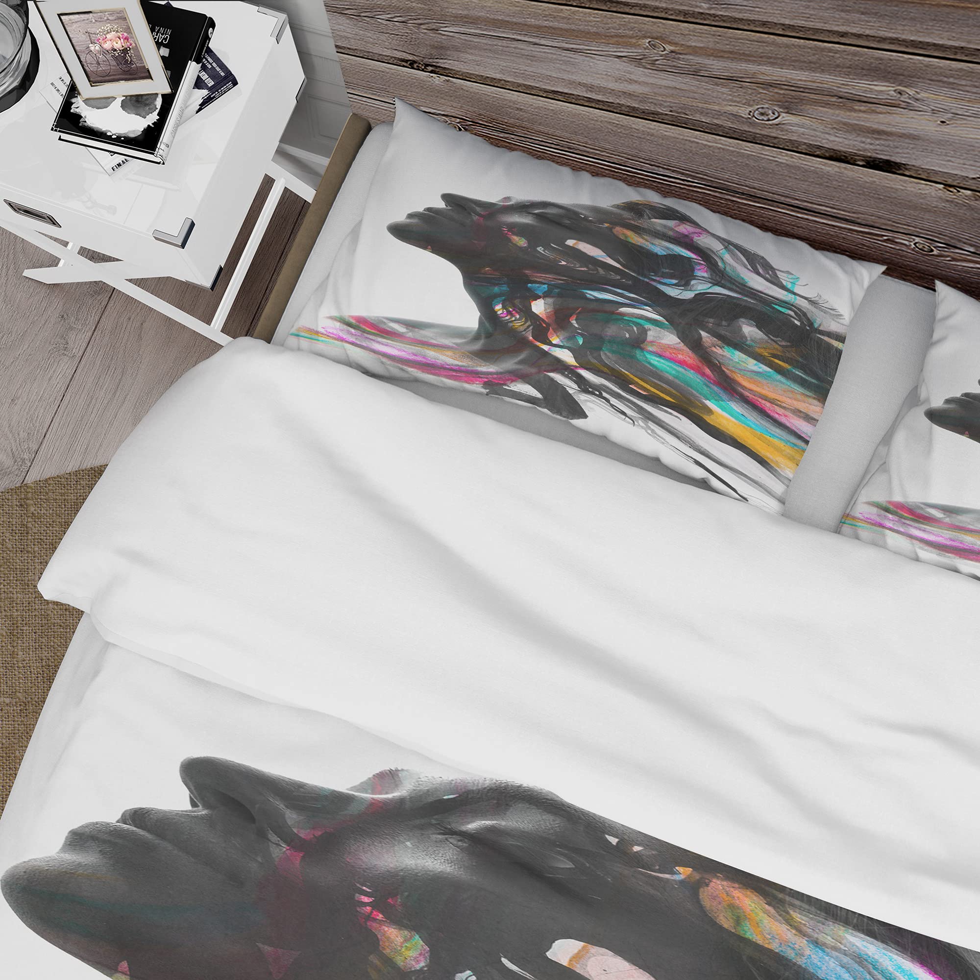 Modern Contemporary White Duvet Cover Set King - Romantic 3-Piece Bedding for All Seasons
