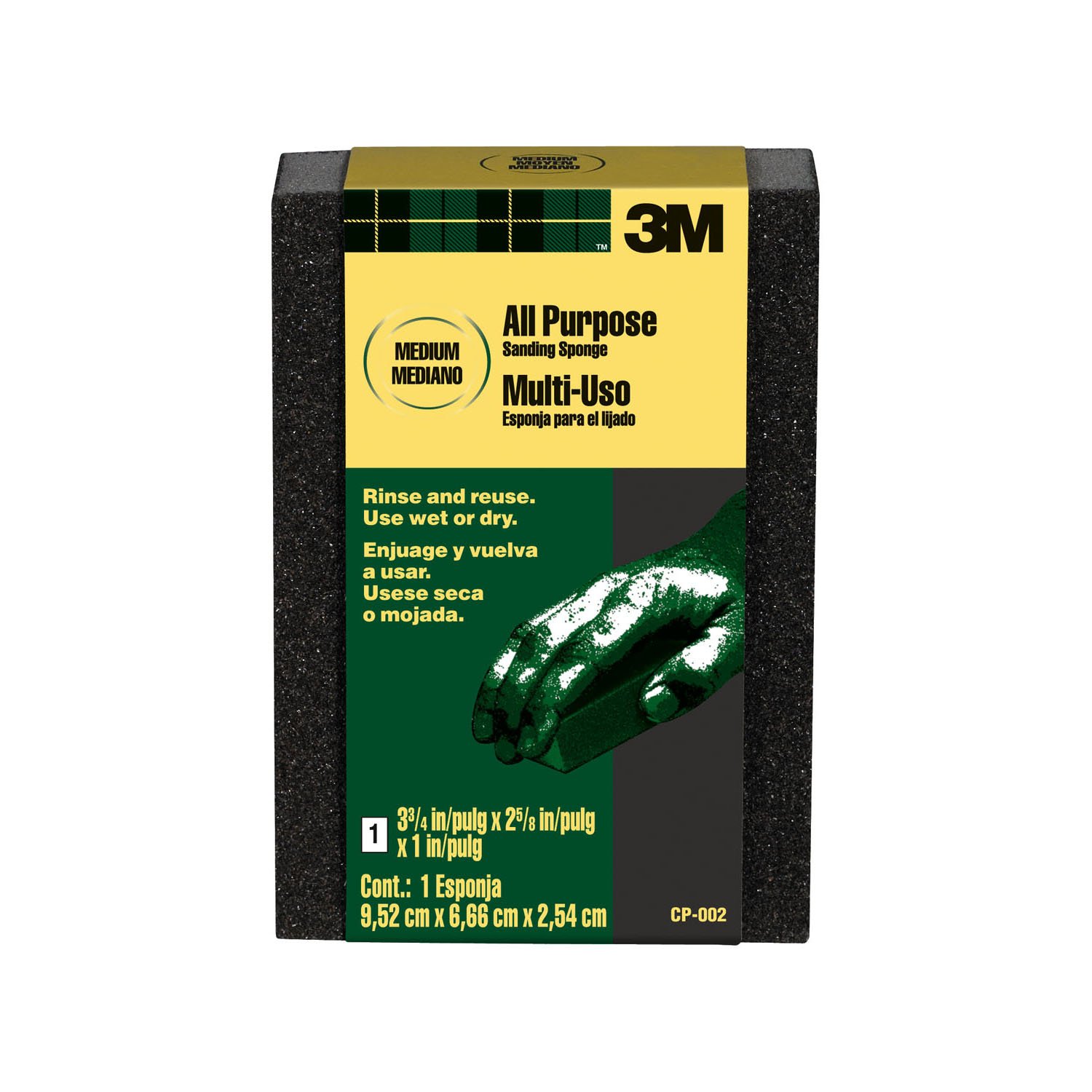 3M Sanding Sponge CP-002-ESF - Medium Grit Sanding Block (3 3/4