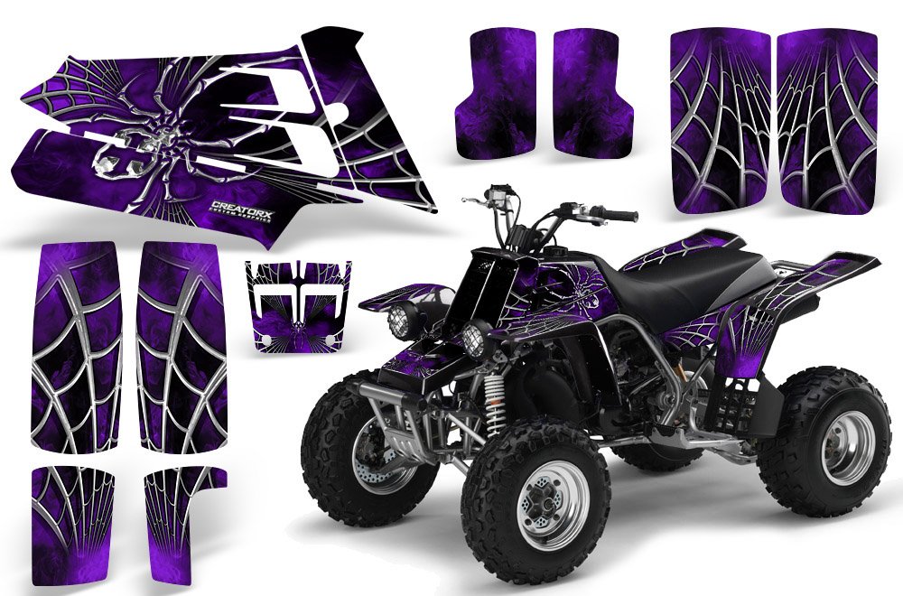 Yamaha Banshee 350 Graphics Kit - Purple SpiderX Decals & Stickers for ATV Customization | Off-Road Racing & Trail Riding Accessories