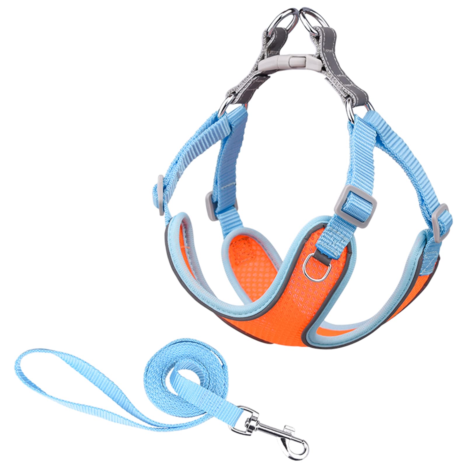 MAKASI No Pull Dog Harness with Leash Set - Reflective Adjustable Pet Vest, Breathable Mesh Front Clip Harness for Small Medium Large Dogs (Small, Orange) - Perfect for Walking, Running & Outdoor Adventures
