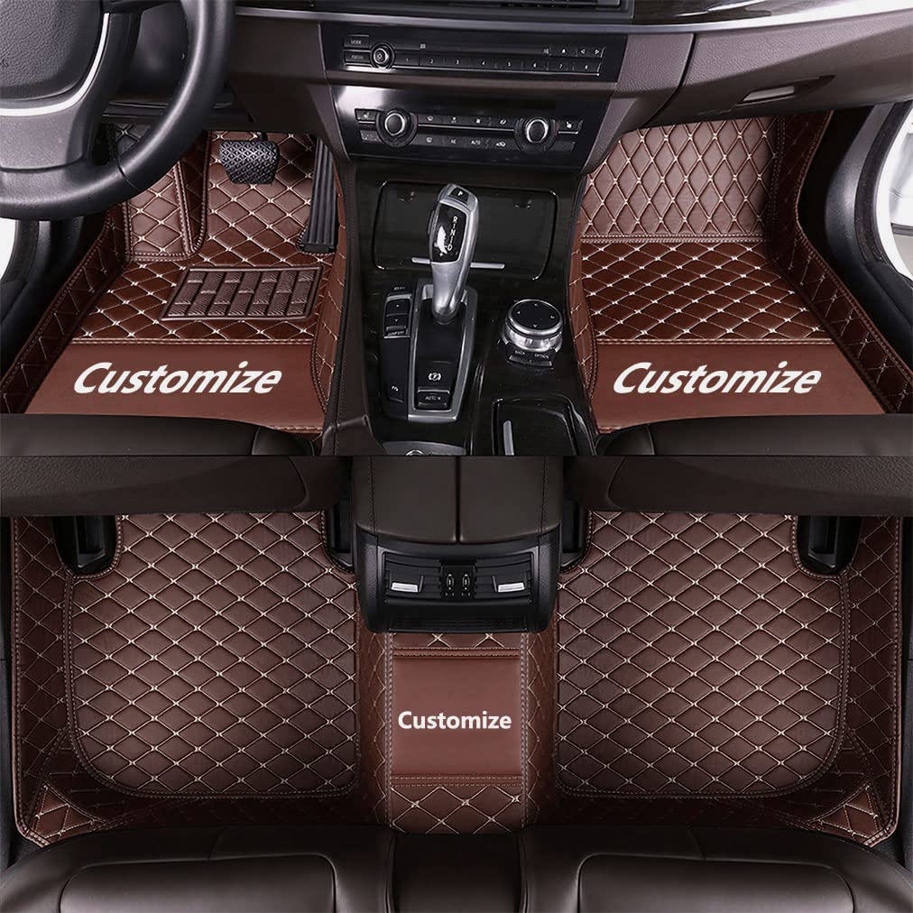 Custom Car Floor Mats for 95% Sedan SUV & Pickup Truck - All Weather Full Coverage Leather Auto Floor Liners (Front & Rear) - Durable Car Accessories in Coffee Brown - Perfect for Daily Commute, Road Trips & All-Season Protection