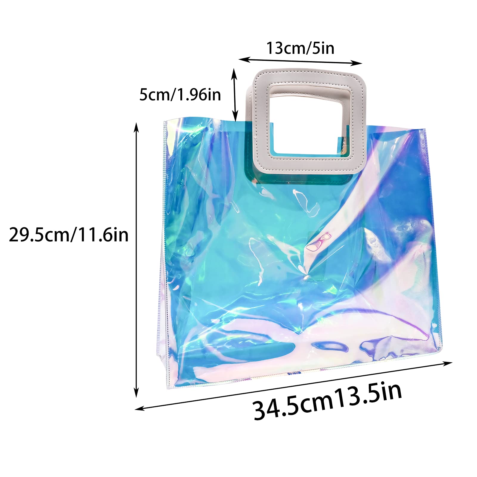 Holographic Gift Bags - Clear Iridescent Tote Bag for Bachelorette Party, Beach, Travel, Work & Stadium Events | Shimmering Reusable Shopping Bags for Women, Girls & Special Occasions