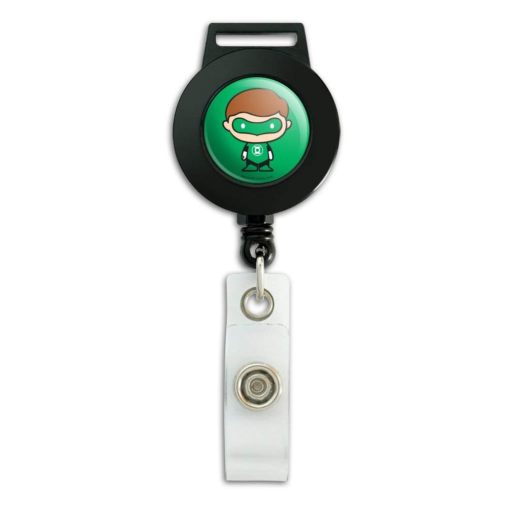 Green Lantern Cute Chibi Character Lanyard Retractable Reel Badge ID Card Holder - Perfect for Comic Con, Work Security Badges & Collectible Display