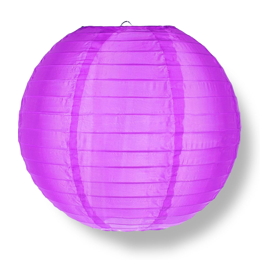 10 Pack Violet Round Shimmering Nylon Lanterns with Even Ribbing - Elegant Hanging Decorations for Outdoor Parties, Weddings & Home Decoration (String Lights Sold Separately)