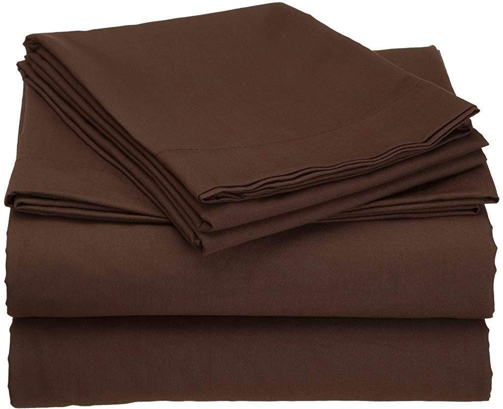 Luxury 1500-TC Egyptian Cotton Queen Sheets - Deep Pocket for Hotel Comfort (Chocolate)