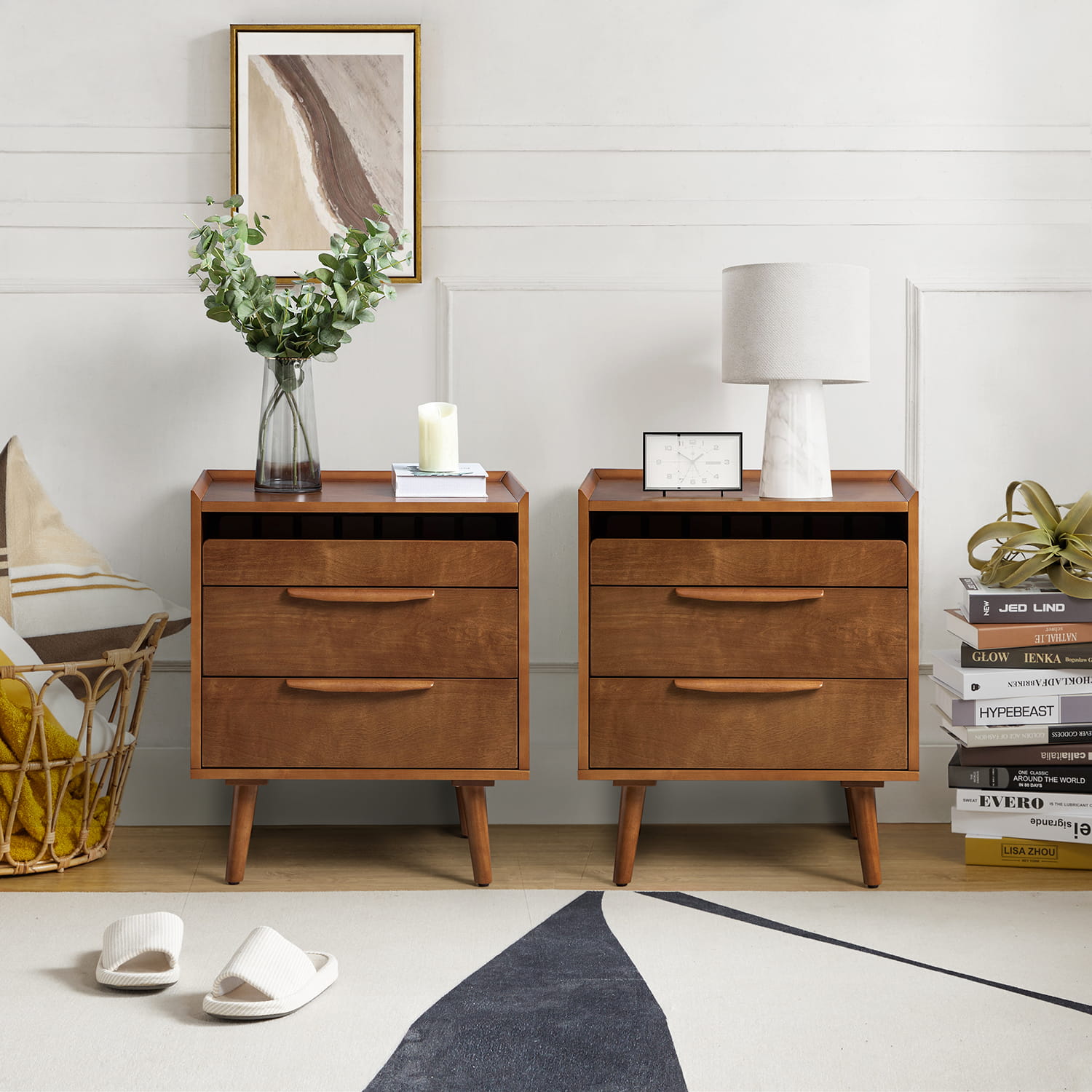 Janet 3-Drawer Nightstand with Optional Styles - Modern Bedside Table for Bedroom, Living Room & Office Storage